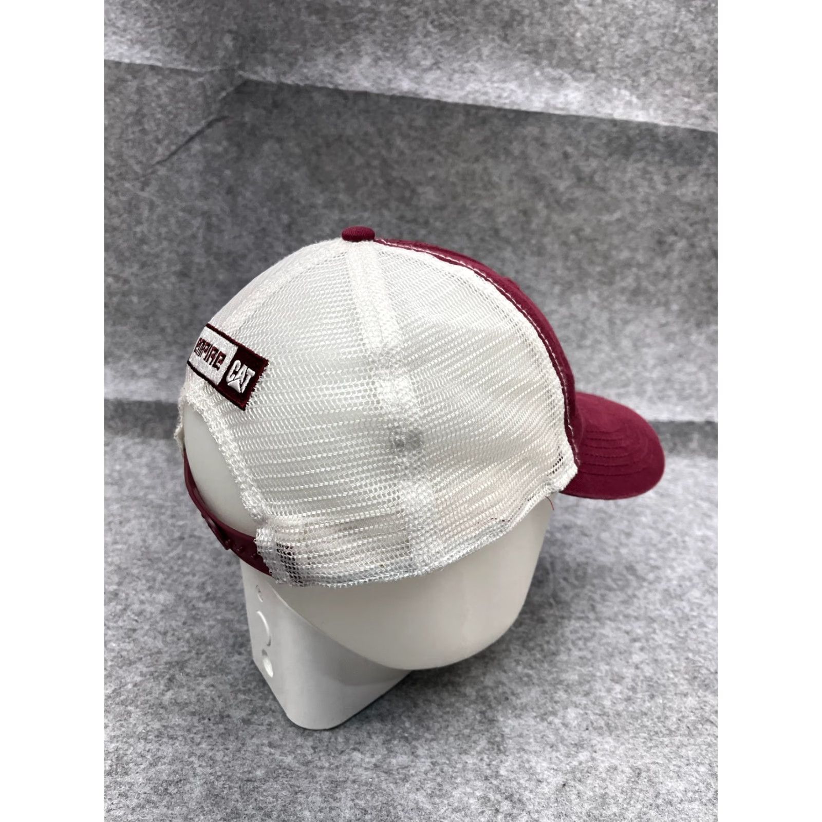 Vintage CAT Hat Cap Strap Back Adult Red Trucker Hat Cotton Polyester Twill Adjustable Lightweight Lined Casual Work Men Mens Size ONE SIZE - 7 Thumbnail