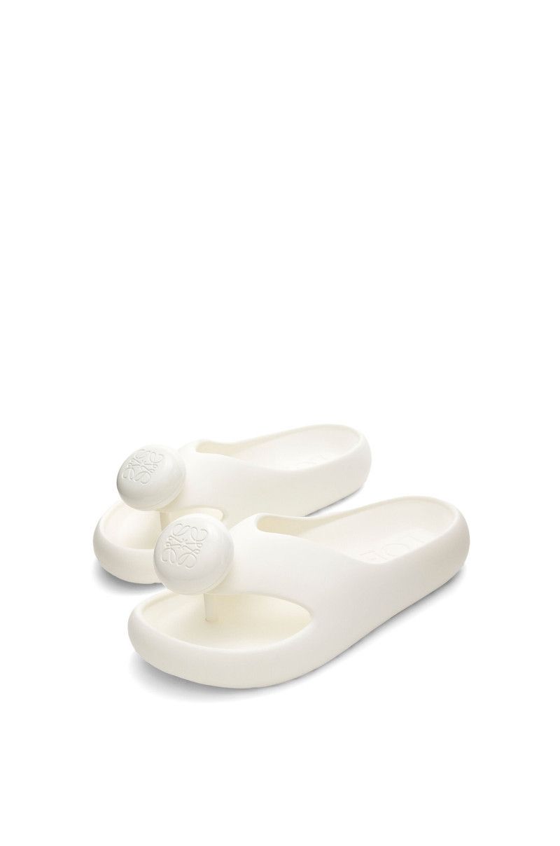 Loewe o1in1g0426 Pebble Thong Slides in White Size US 7 / IT 37 - 3 Thumbnail