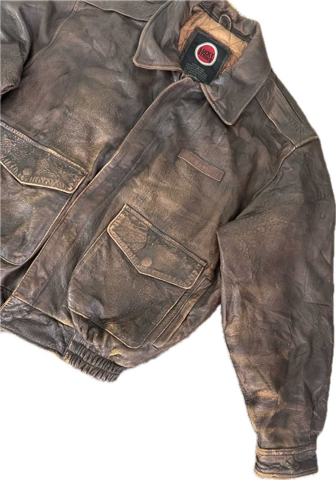 Avirex VINTAGE LUCKY STRIKE LEATHER JACKET BOMBER STYLE SIZE L Size US L / EU 52-54 / 3 - 2 Thumbnail
