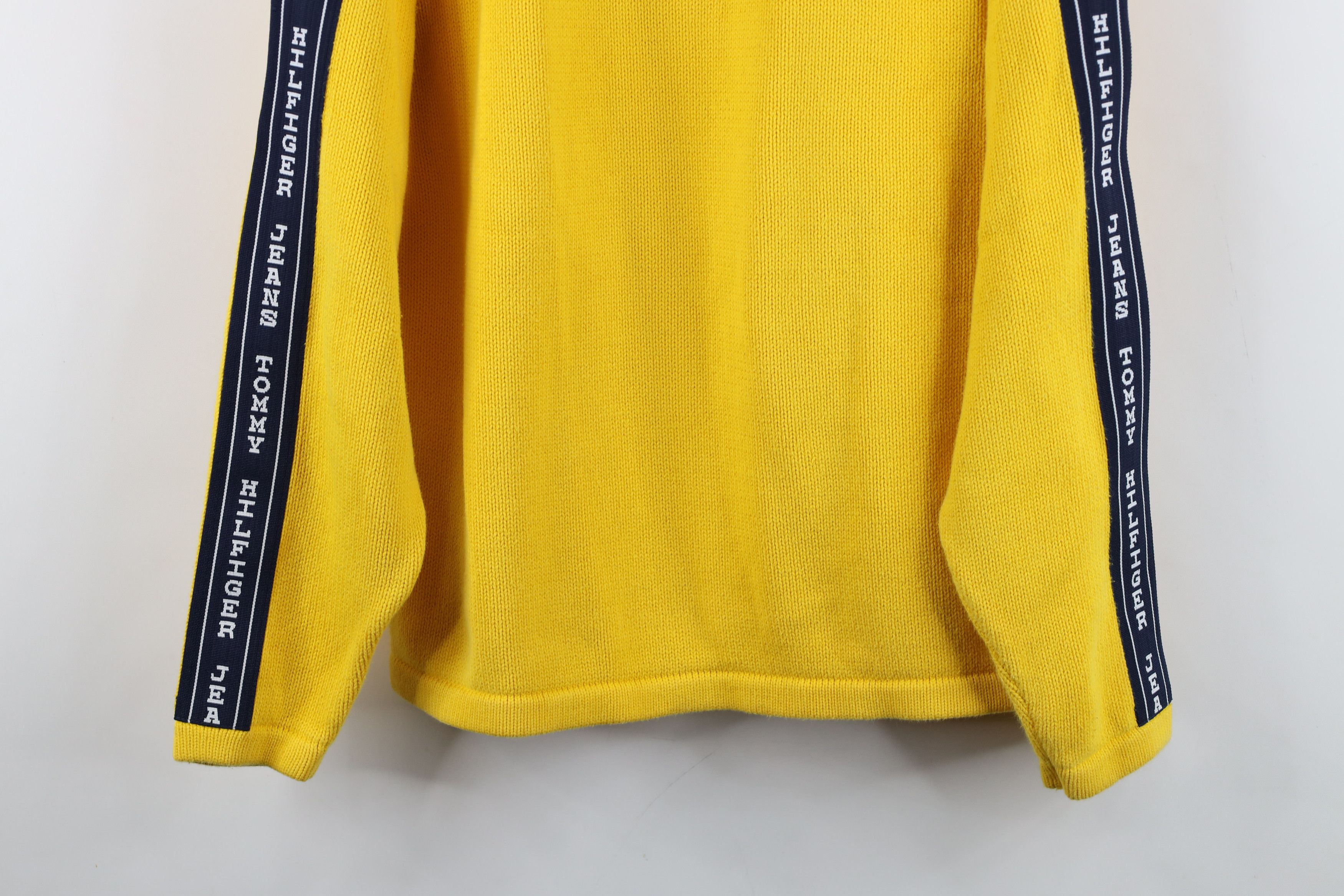 Tommy Hilfiger Vintage 90s Tommy Hilfiger Taped Logo Knit Sweater Yellow Size L / US 10 / IT 46 - 3 Thumbnail