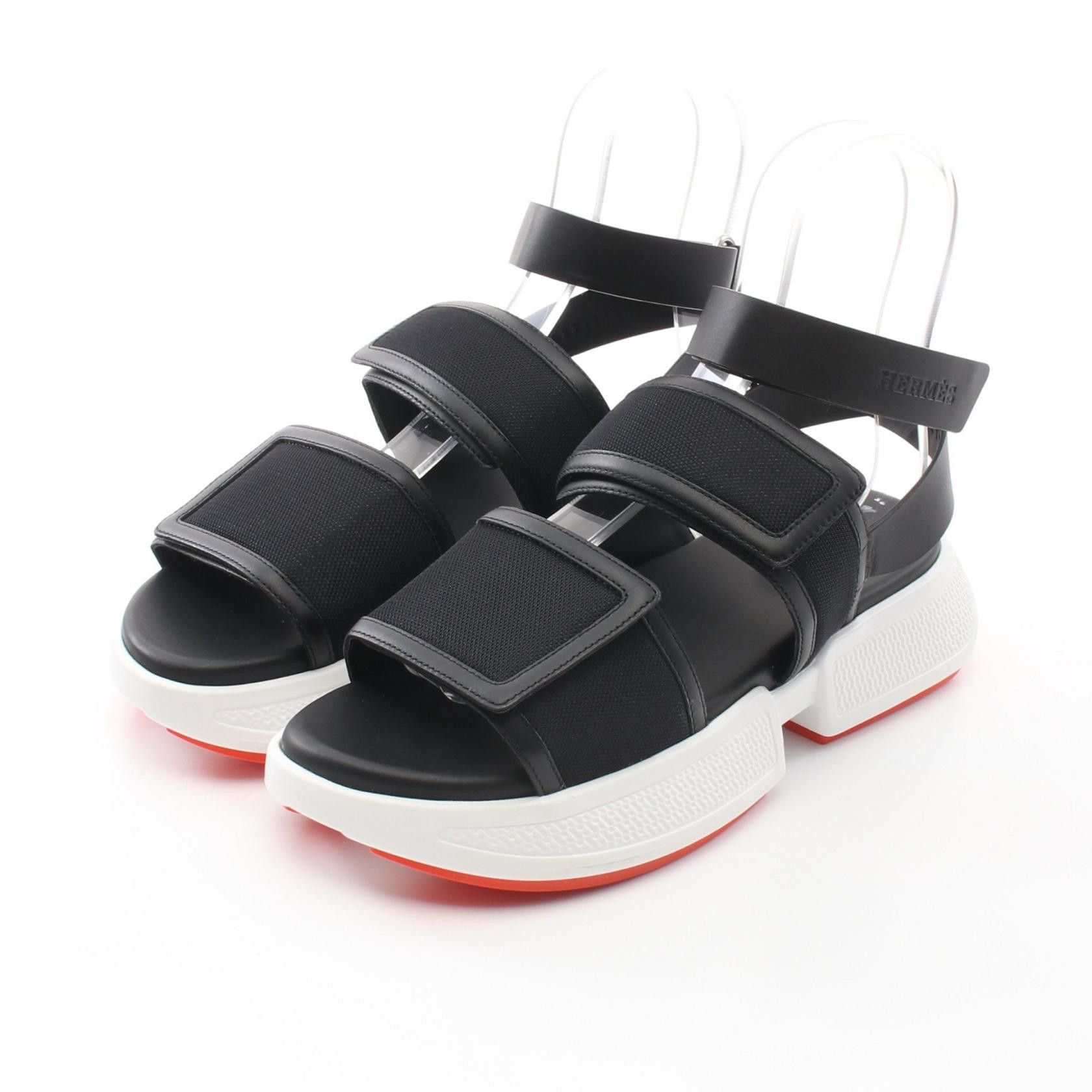 Hermes Hermes Geek Leather Synthetic Sandals Leather Shoes in Black, Women's