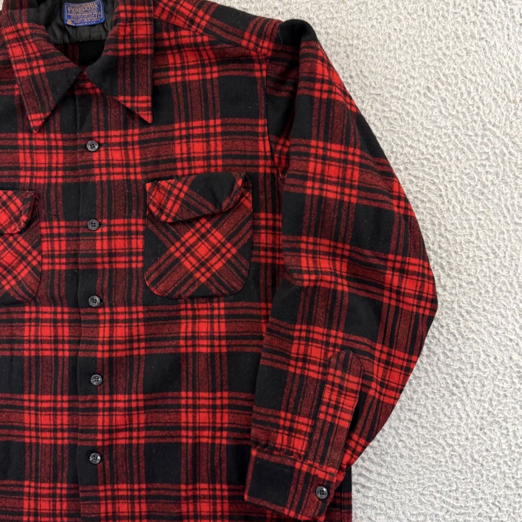 Pendleton VINTAGE Pendleton Shirt Womens Large Red Plaid 90s Wool Loop Collar Button Up Size L / US 10 / IT 46 - 5 Thumbnail