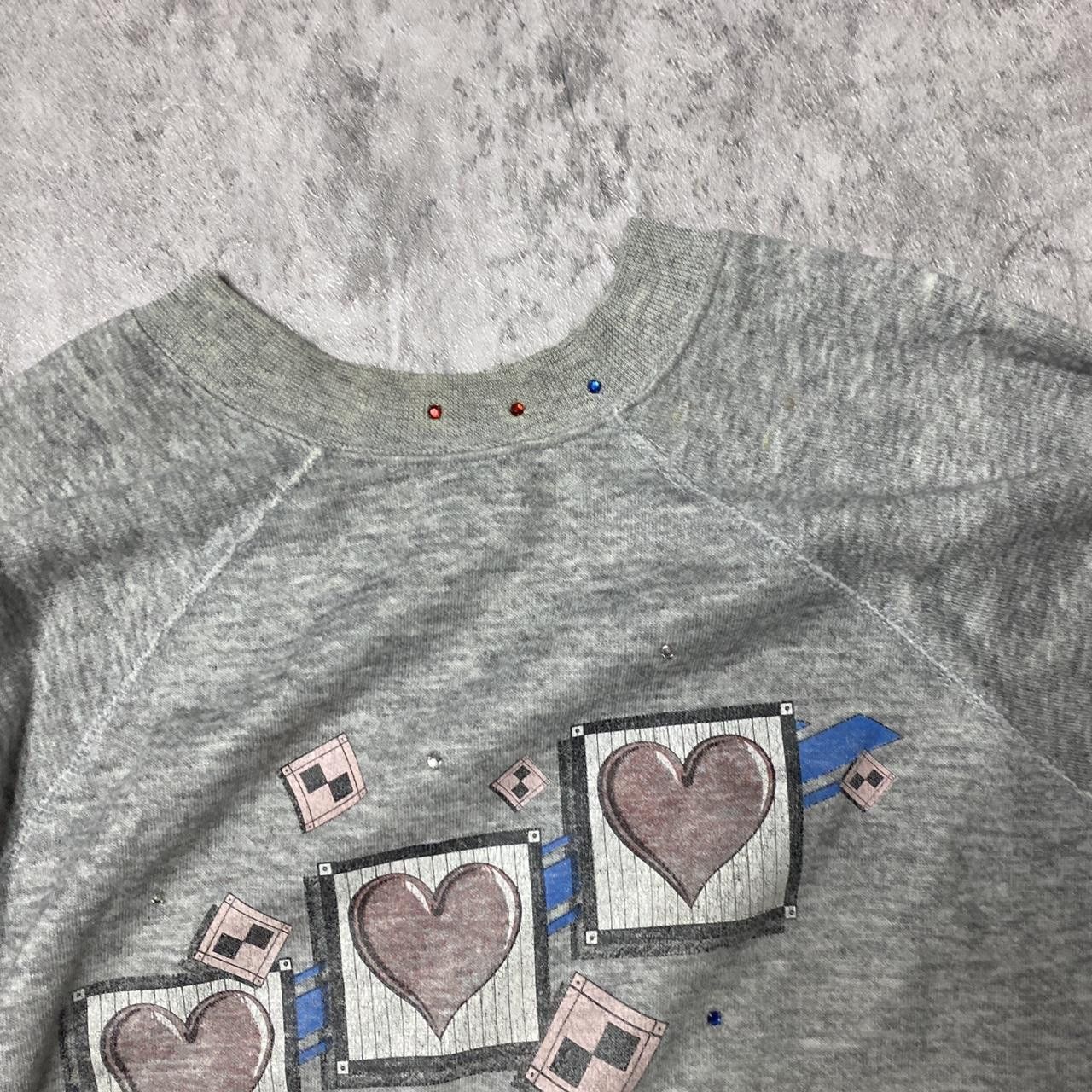 Other Grey vintage 80s heart playing cards sweatshirt Size US S / EU 44-46 / 1 - 3 Thumbnail