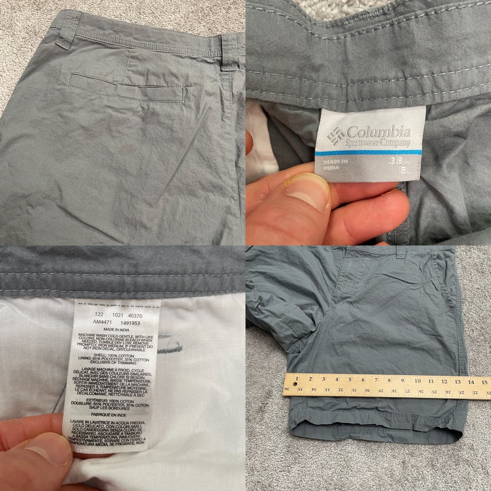 Vintage Columbia Chino Shorts Mens 38x8 Gray Pockets 100% Cotton Casual Outdoor Fishing Size US 38 / EU 54 - 8 Thumbnail