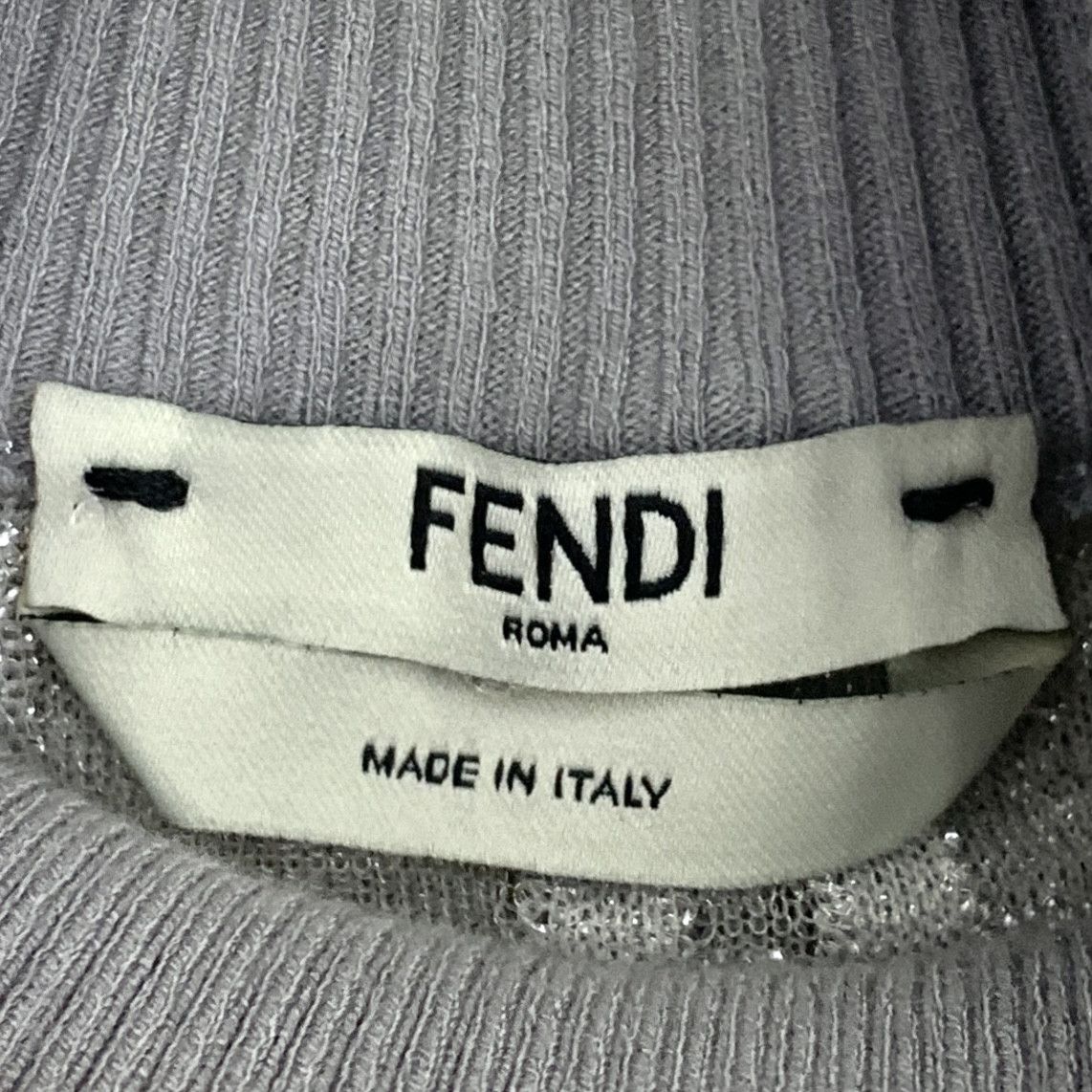 Fendi Fendi Grey Logo Jacquard Crewneck Knit Sweater (Size M) Size M / US 6-8 / IT 42-44 - 2 Thumbnail