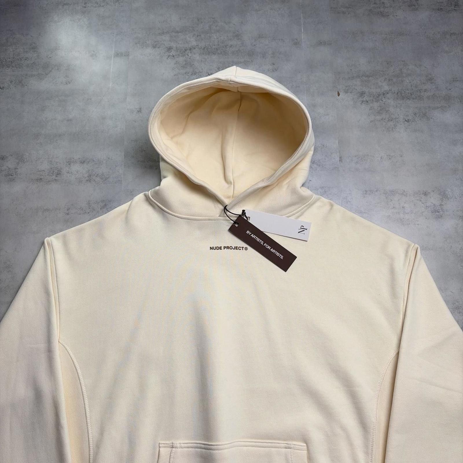 Nude Nude Project Cream Heavyweight Boxy Logo Spellout Hoodie Size US L / EU 52-54 / 3 - 3 Thumbnail