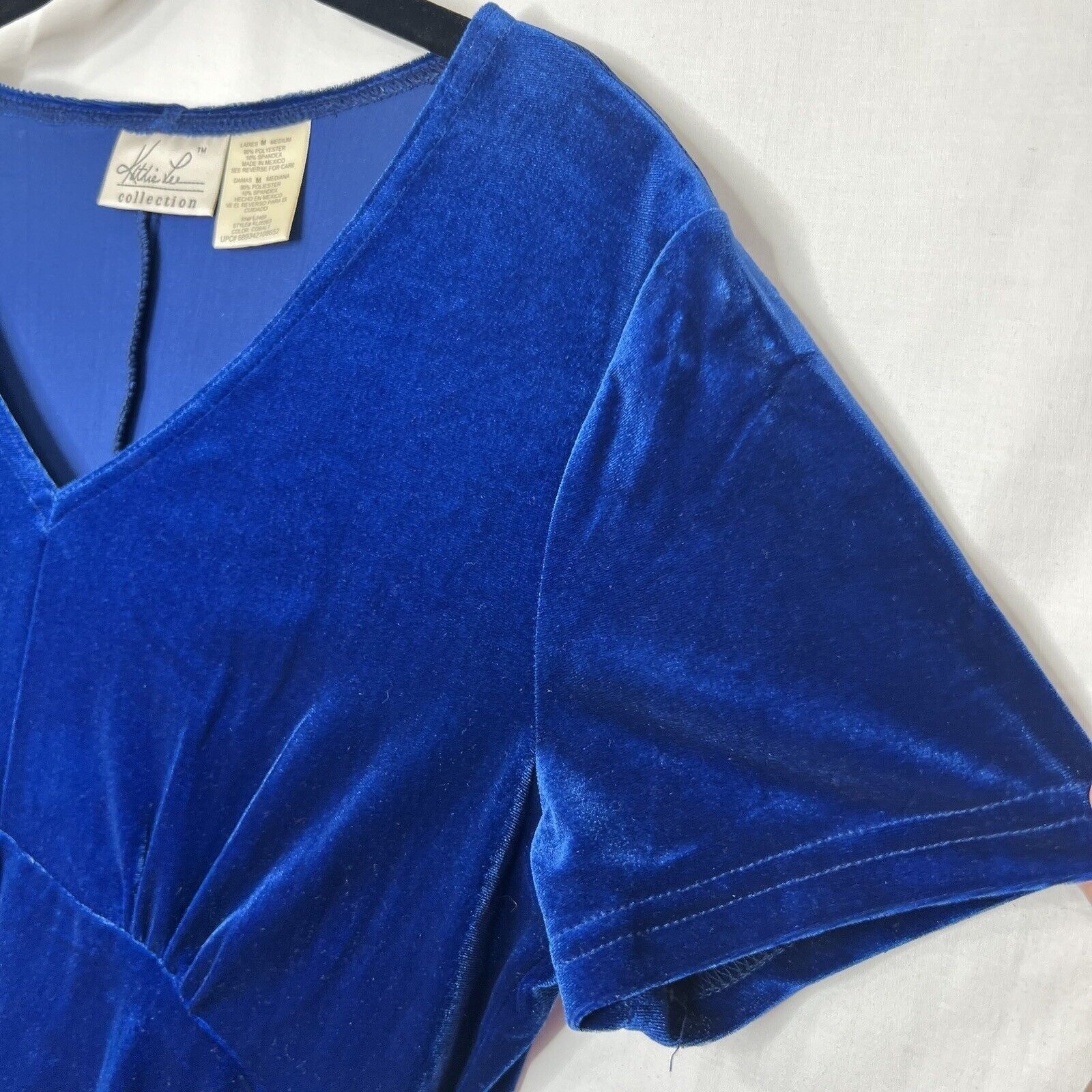 Vintage Vintage Kathie Lee Blue Velvet Mini Dress Medium Short Sleev Size M / US 6-8 / IT 42-44 - 3 Thumbnail