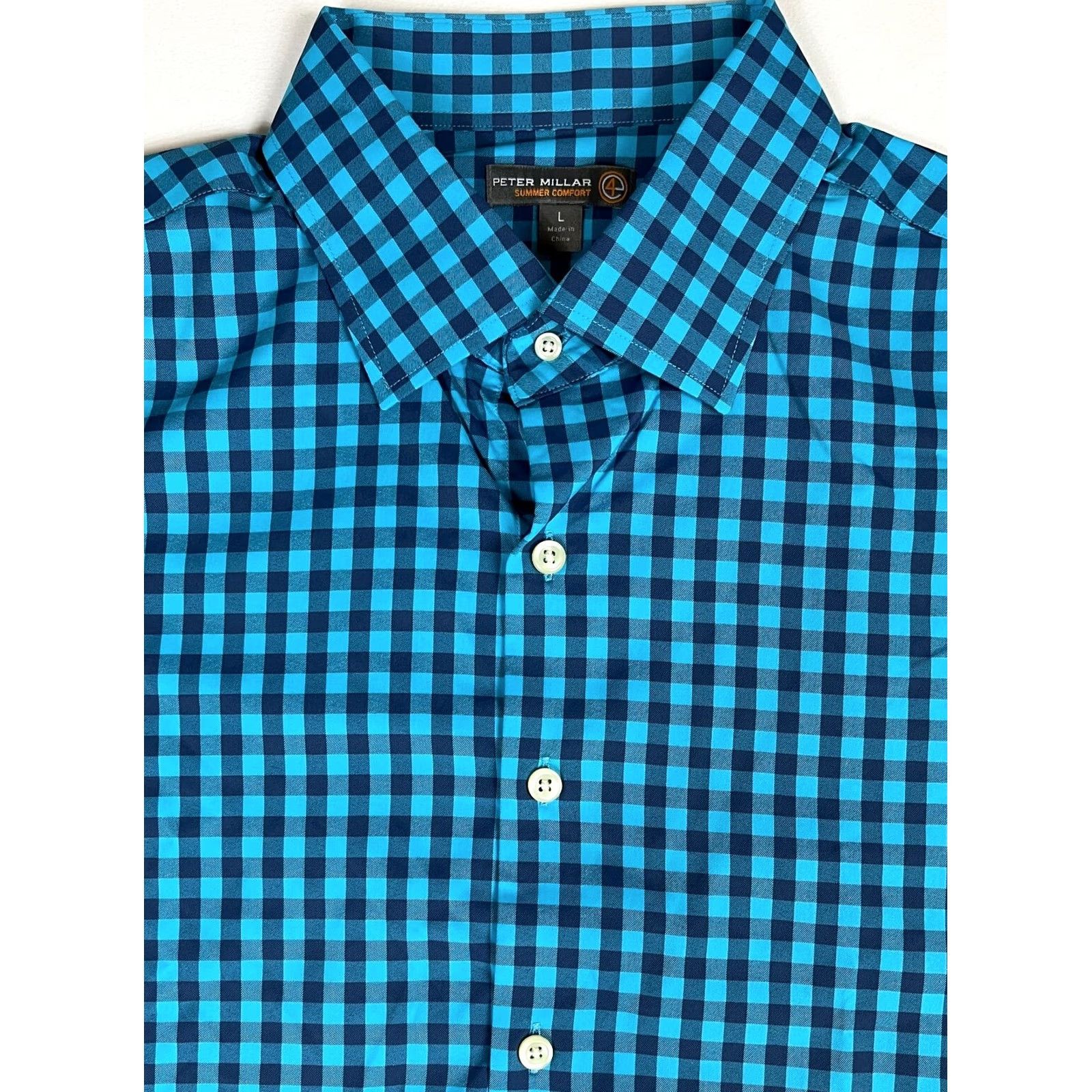Peter Millar Peter Millar Summer Comfort Button-Up Shirt Mens Check Long Sleeve Sz L Blue Size US L / EU 52-54 / 3 - 2 Thumbnail