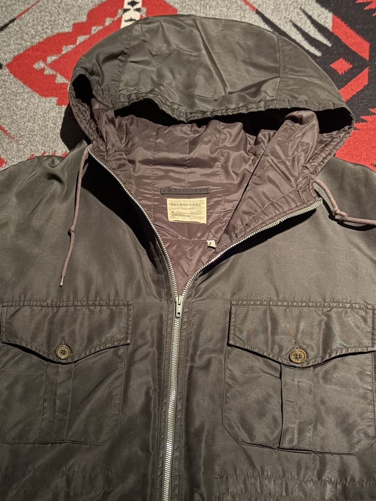 Helmut Lang 1998 Olive Green Nylon Parka Size US L / EU 52-54 / 3 - 4 Thumbnail