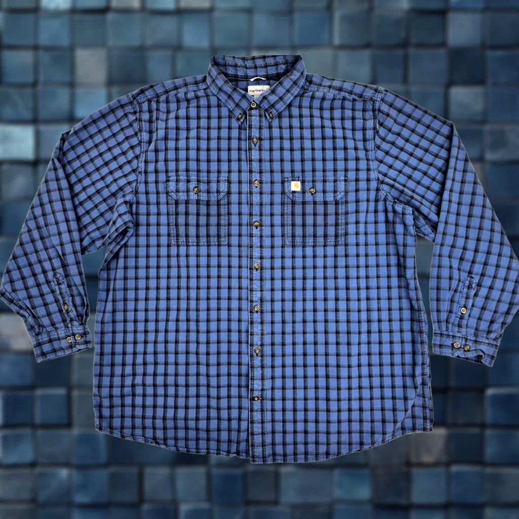 Carhartt Carhartt Original Fit Flannel Plaid Shirt Men 3XLT Tall Heavyweight Blue Check Shirt Size US XXL / EU 58 / 5 - 1 Thumbnail