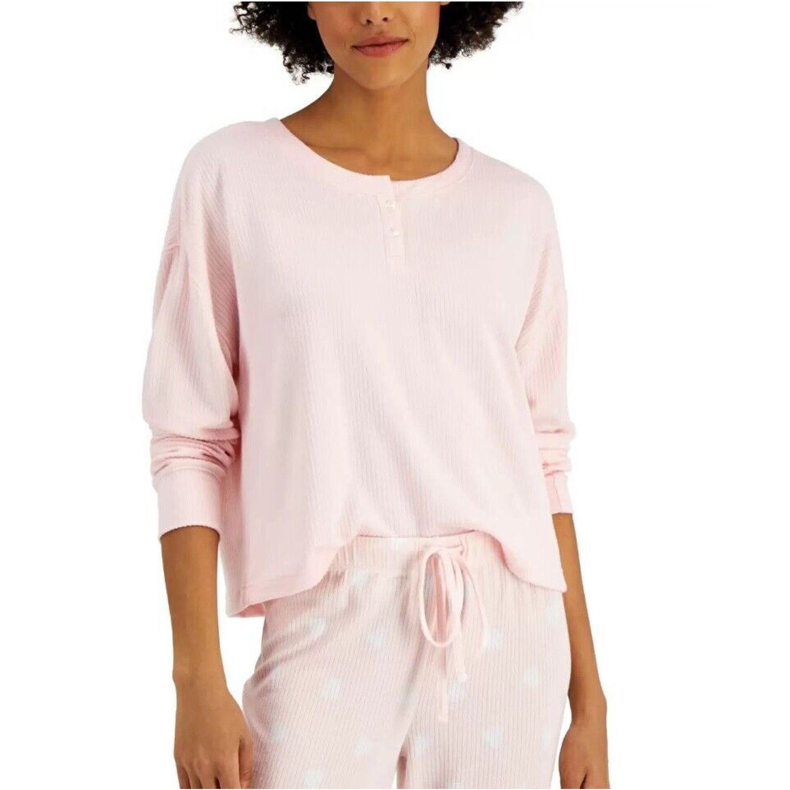 The Unbranded Brand Jenni Women Pink Soft Knit Henley Pullover Pajama Top Size S Size ONE SIZE - 1 Thumbnail
