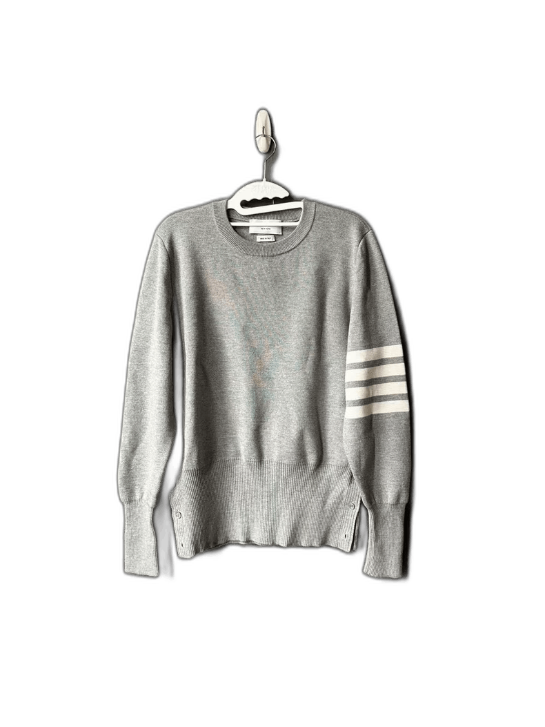 Thom Browne Thom Browne Gray Wool Sweater with Stripes Size US M / EU 48-50 / 2 - 1 Thumbnail