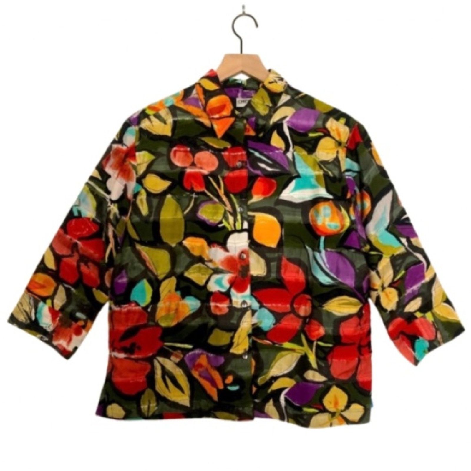 Chicos Chico's Linen Multicolor Tropical Floral Button Shirt Blouse Size M / US 6-8 / IT 42-44 - 1 Thumbnail