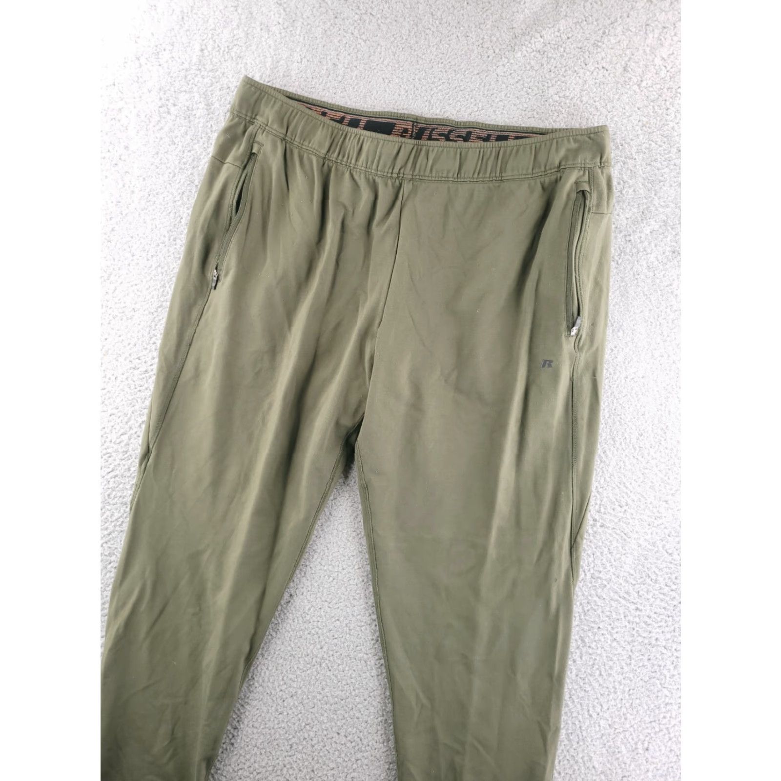 Olive Russell Sweatpants Mens XL Olive Green Lightweight Drawstring Tapered 28 In Inseam Activewear Pants Size US 36 / EU 52 - 2 Thumbnail