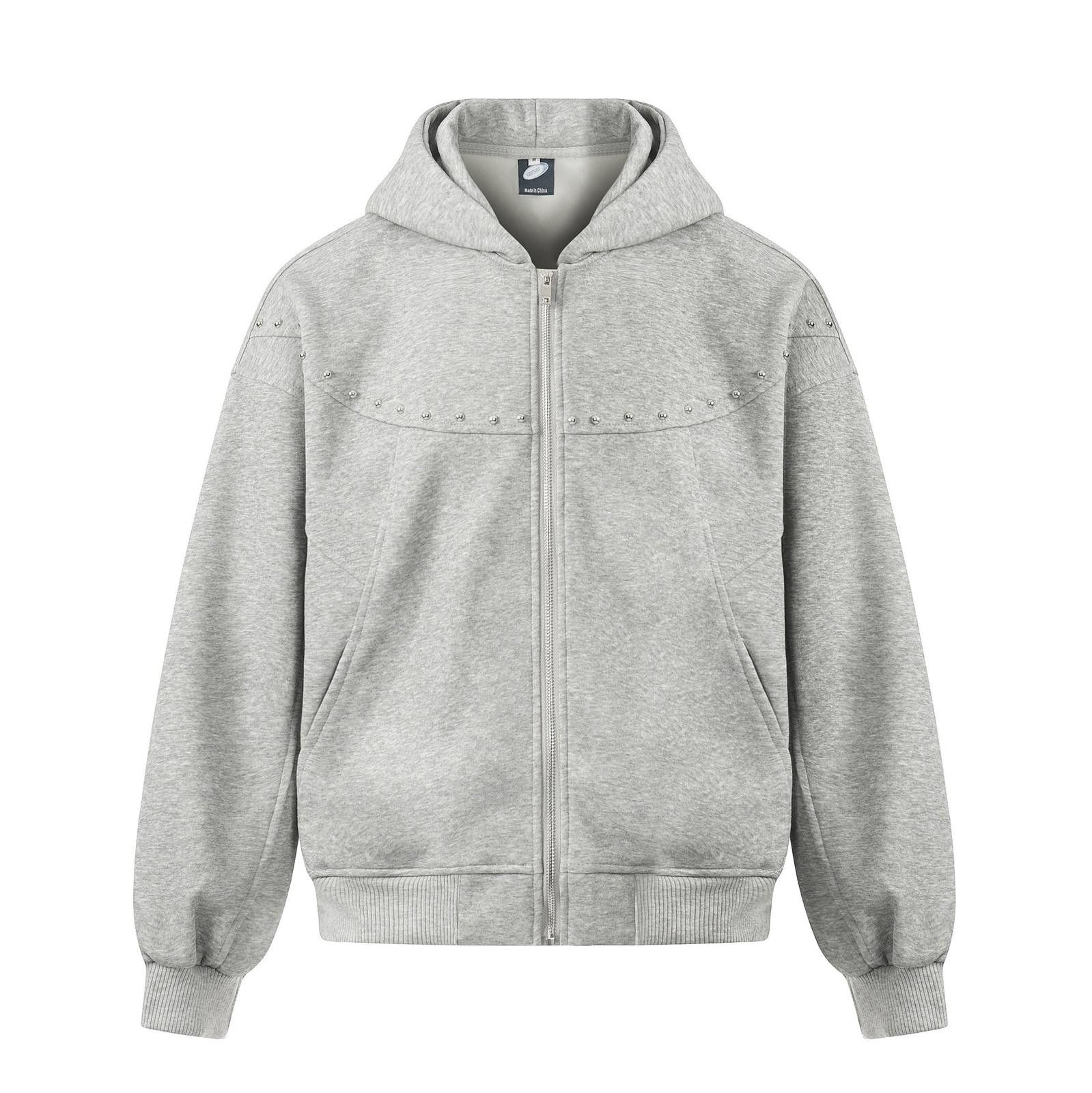 Japanese Brand Black Studded Zip-Up Hoodie, Streetwear Jacket Size US M / EU 48-50 / 2 - 7 Thumbnail