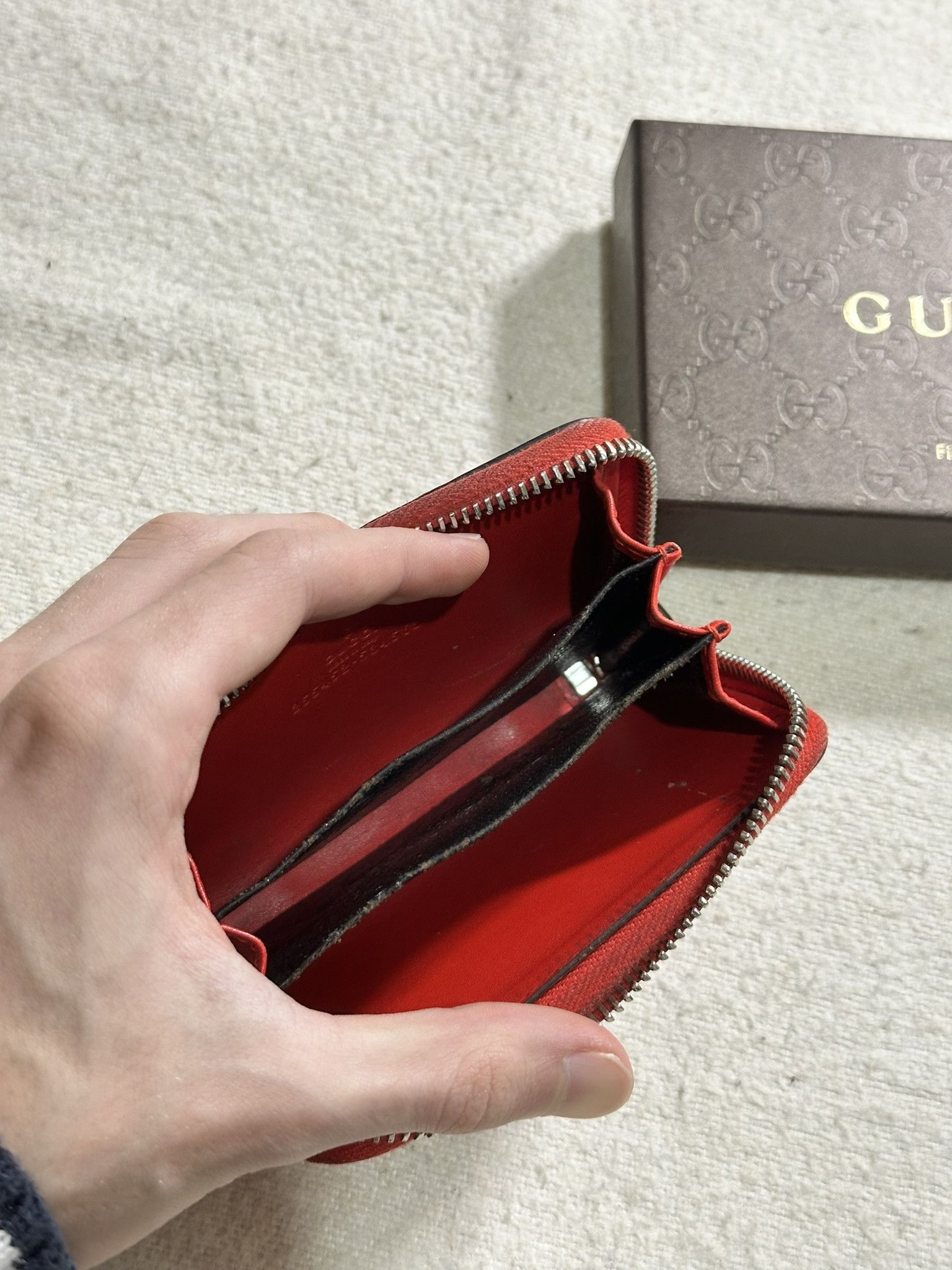 Gucci Gucci Zip Around Wallet Guccissima GG Monogram Red Leather Size ONE SIZE - 12 Thumbnail
