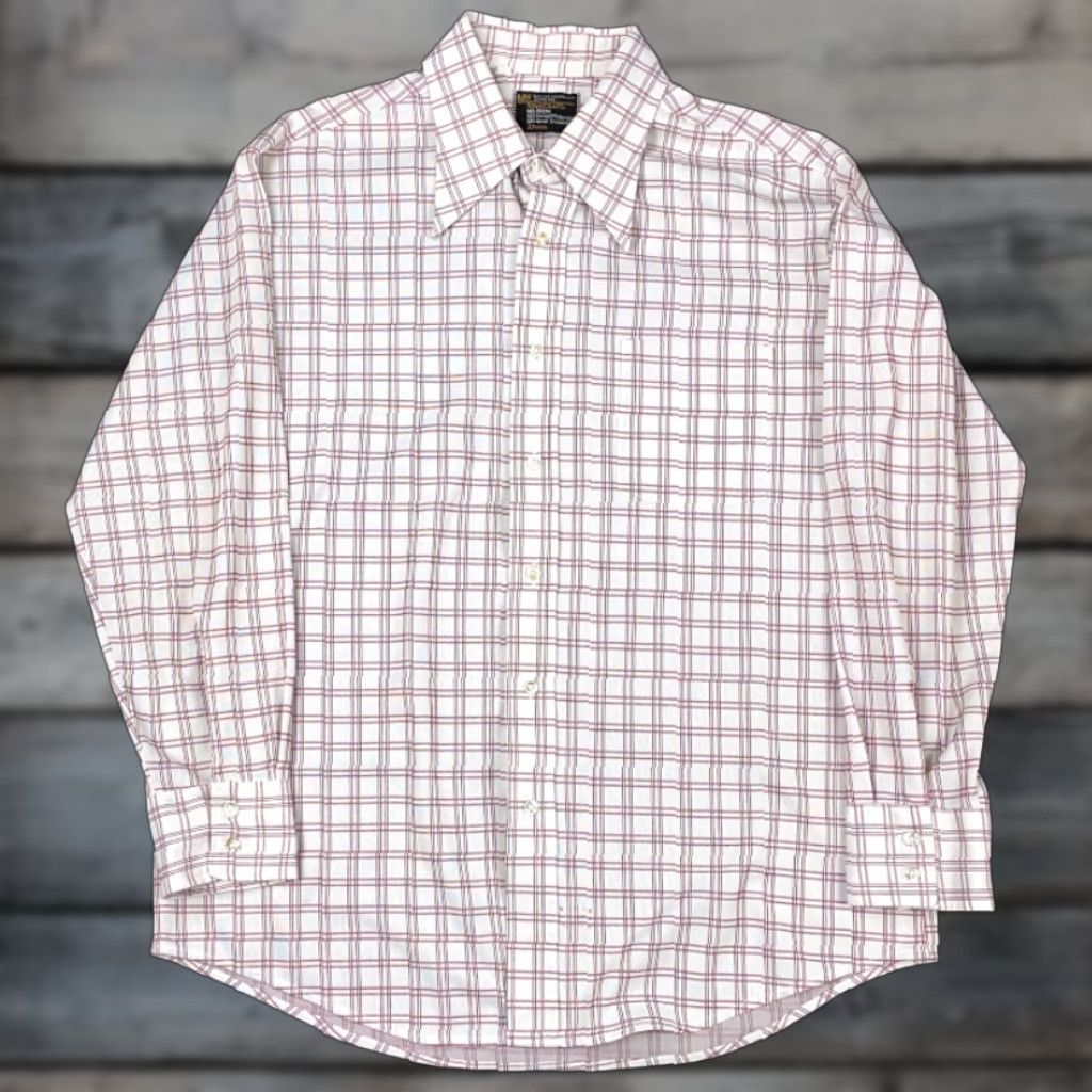 Vintage VTG TownCraft Shirt Men 16.5 White Plaid Check Lightweight Button-Up 70s Mens Size US L / EU 52-54 / 3 - 1 Thumbnail