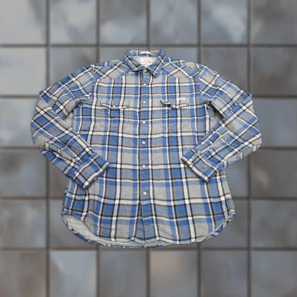 Lucky Brand Lucky Brand Shirt Mens Medium Blue Gray Plaid Classic Fit Snap Front Western Size US M / EU 48-50 / 2 - 1 Thumbnail