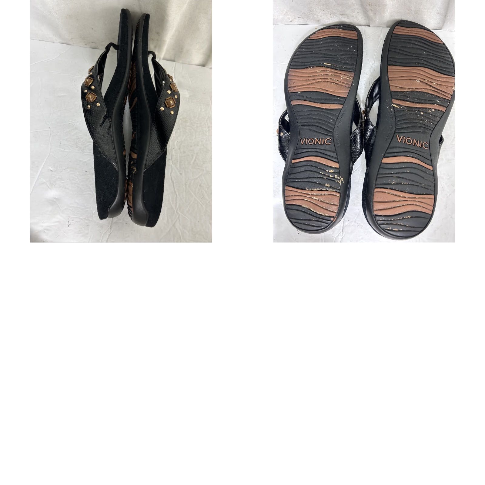 Vionic Vionic Womens Sandal Floriana Slip On Thong Black Studded Beaded Embellished Arch Support Casual Shoes 9 Womens Size US 9 / IT 39 - 9 Thumbnail