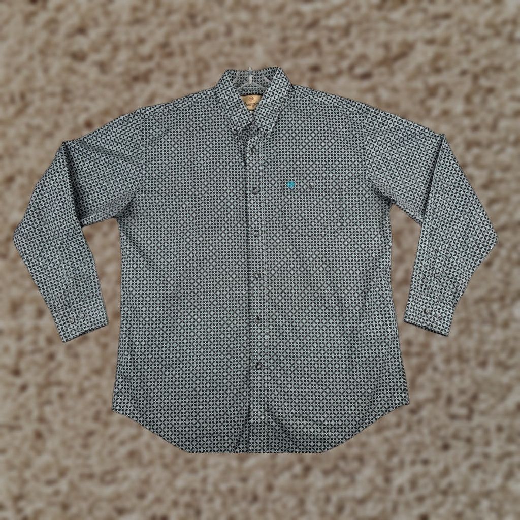 Wrangler Wrangler Shirt Men Button-Up Western Cotton Blend Long Sleeve Blue Size US L / EU 52-54 / 3 - 1 Thumbnail