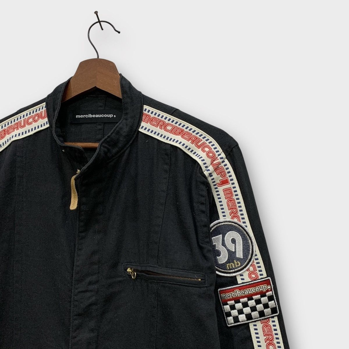 Issey Miyake MERCIBEAUCOUP BOMBER JACKET STAND COLLAR STRIPE PATCHES Size US M / EU 48-50 / 2 - 7 Thumbnail