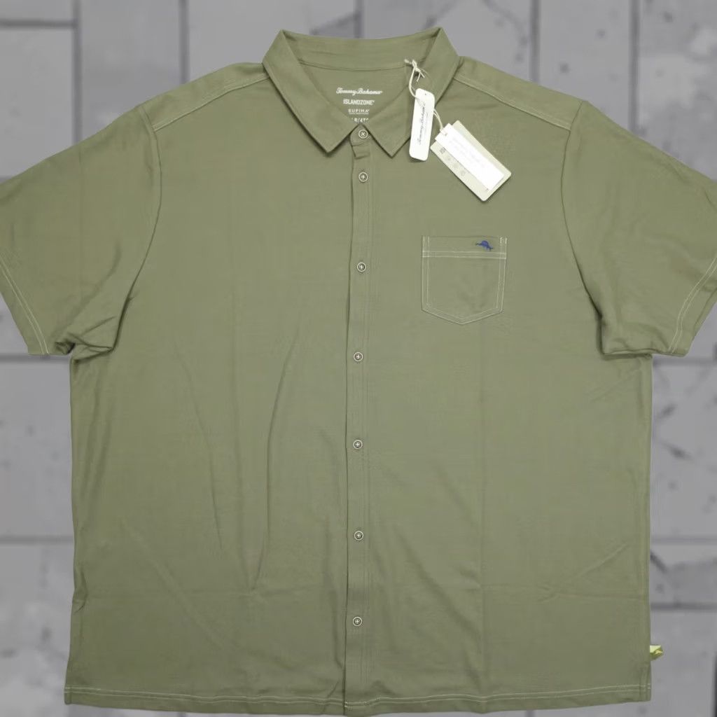 Tommy Bahama Tommy Bahama Emfielder Shirt Supima Cotton Blend B&T Men's Big 4XLT Tea Leaf Shirt Size US XXL / EU 58 / 5 - 1 Thumbnail