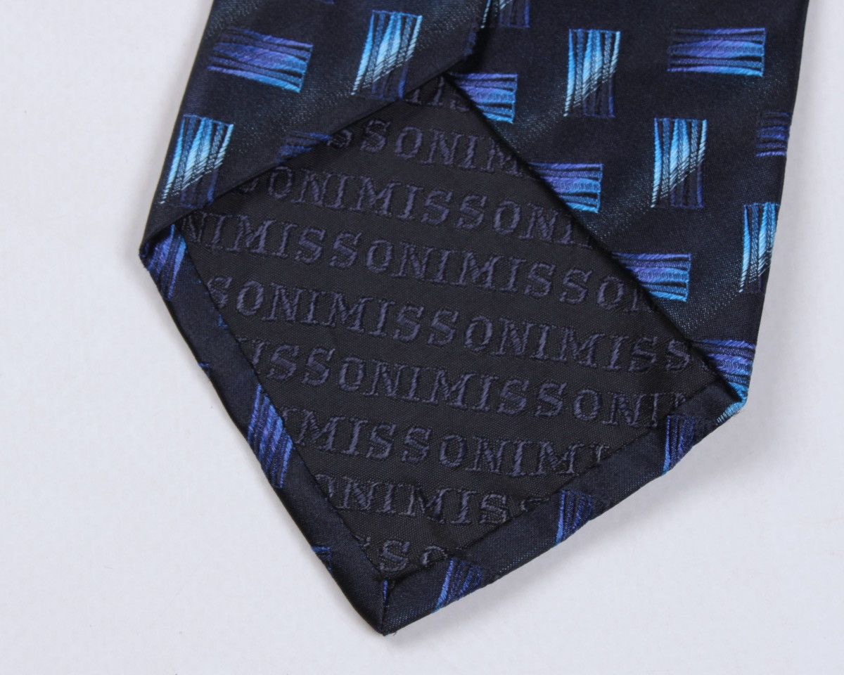 Designer × Missoni × Vintage MISSONI Cravatte Vintage Blue Geometric Silk Tie Size ONE SIZE - 10 Thumbnail