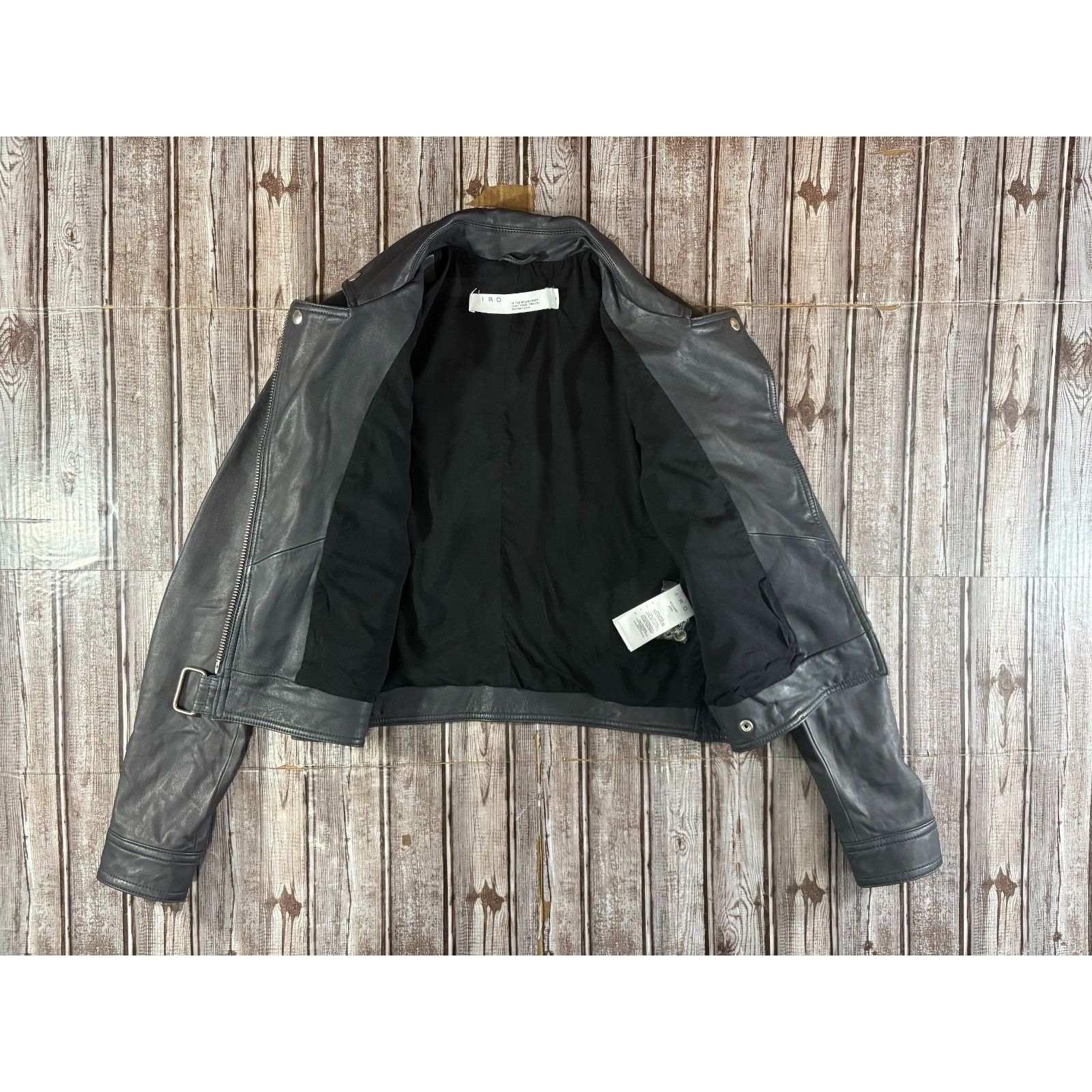 Iro Iro Paris Lamb Leather Kolmar Cropped Moto Jacket Sz 40 US L Size L / US 10 / IT 46 - 6 Thumbnail