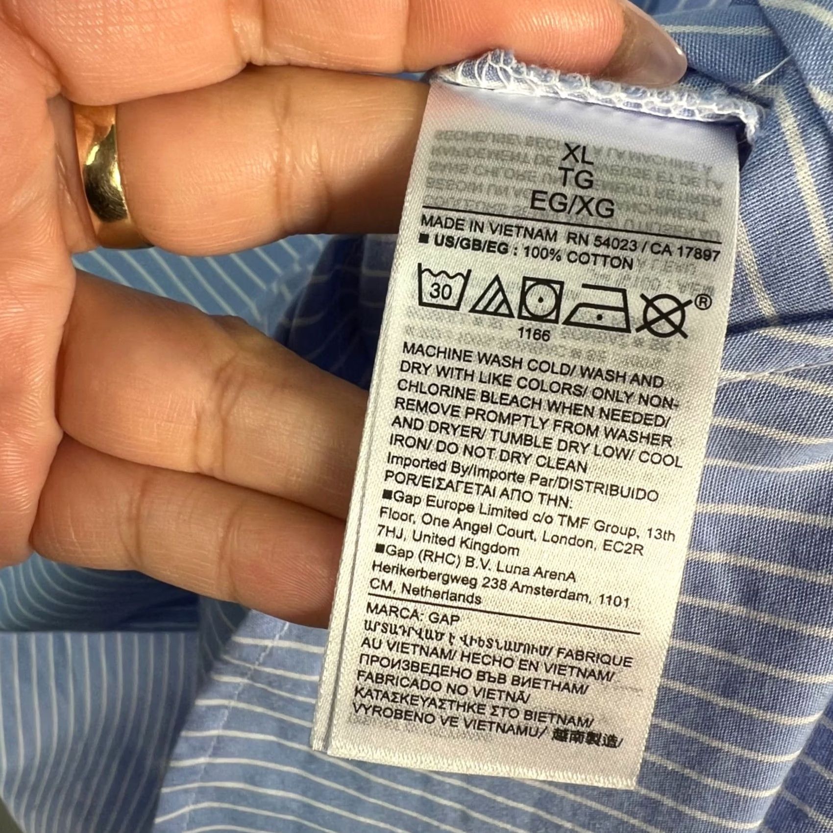 Gap GapBody Pajama Shirt Womens XL Blue White Striped 100% Cotton NEW! Size XL / US 12-14 / IT 48-50 - 4 Thumbnail