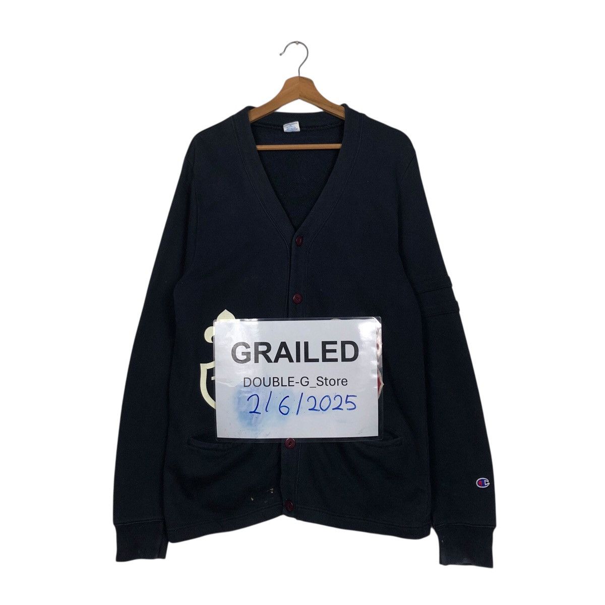 Vintage Champion Collegiate Knit Cardigan Big B Patch Crest Detail Size US L / EU 52-54 / 3 - 1 Thumbnail