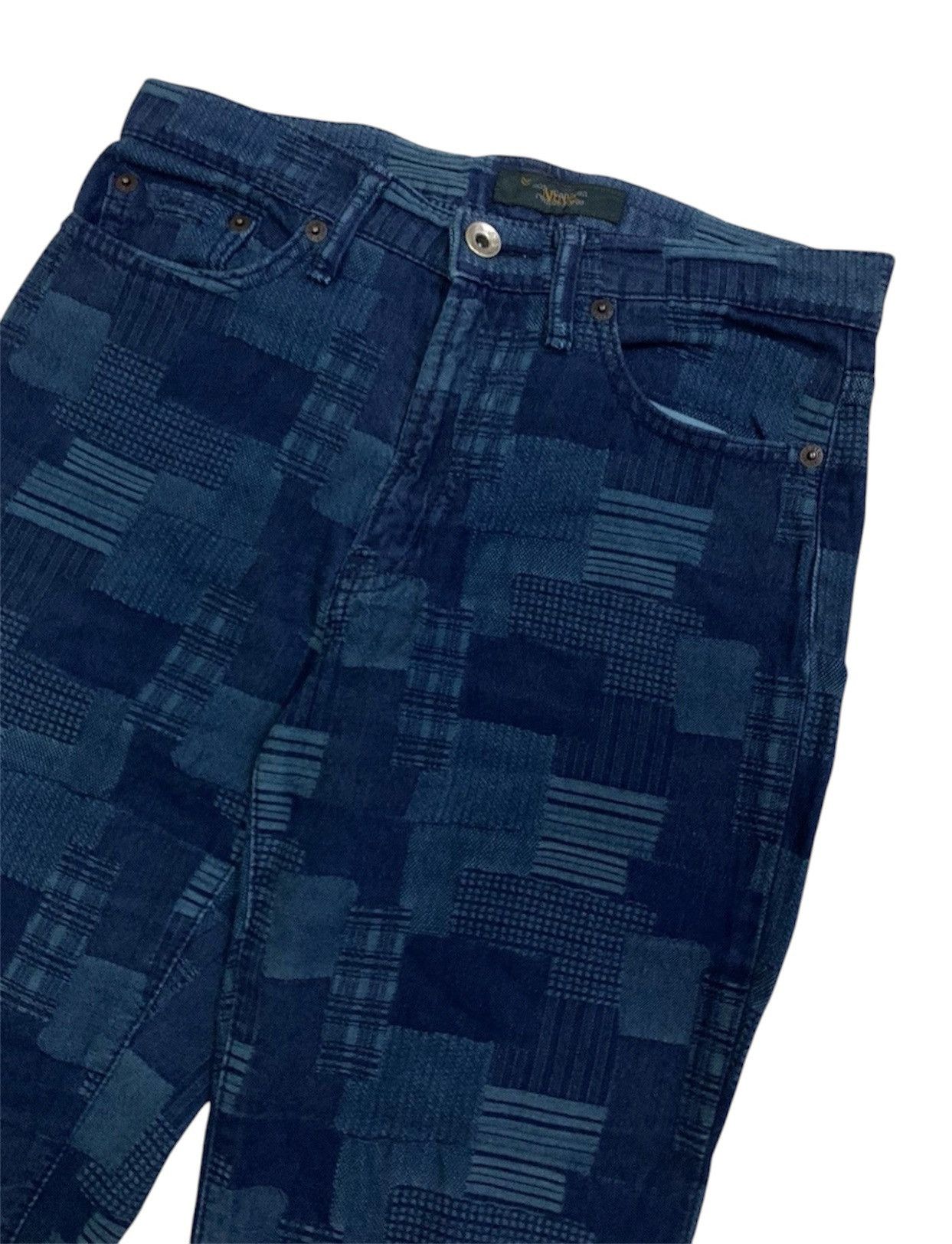 Indigo Vintage Japanese Flare Indigo Blue Patchwork Pant Size 26" / US 2 / IT 38 - 5 Thumbnail