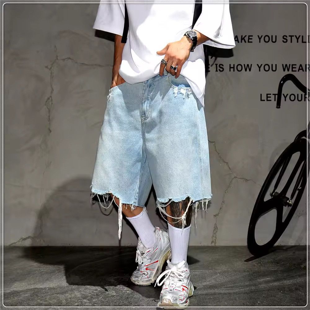 Jean Korean style ripped light jeans shorts jorts Size US 32 / EU 48 - 9 Thumbnail