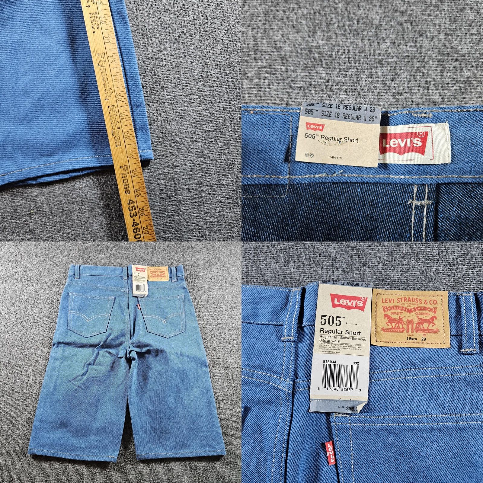 Levi's Levi's 505 Bermuda Shorts Women 18 Regular Fit Denim Blue Flat Front Pockets Zip 9in Inseam Summer Casual Vintage No Size 40" / US 18 - 8 Thumbnail