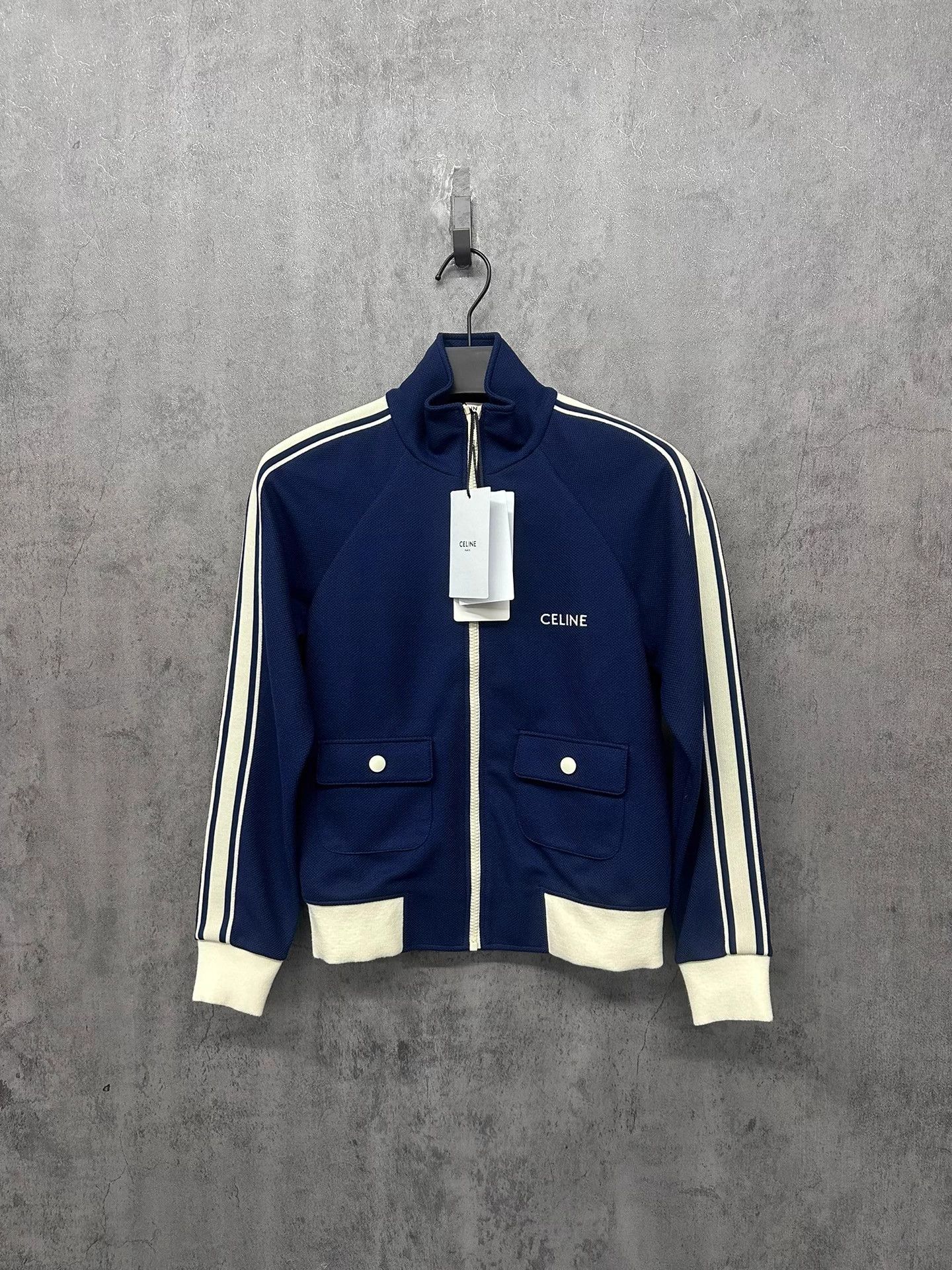 Celine Celine Embroidered Color-Blocked Striped Long-Sleeve Jacket Size XS / US 0-2 / IT 36-38 - 1 Thumbnail