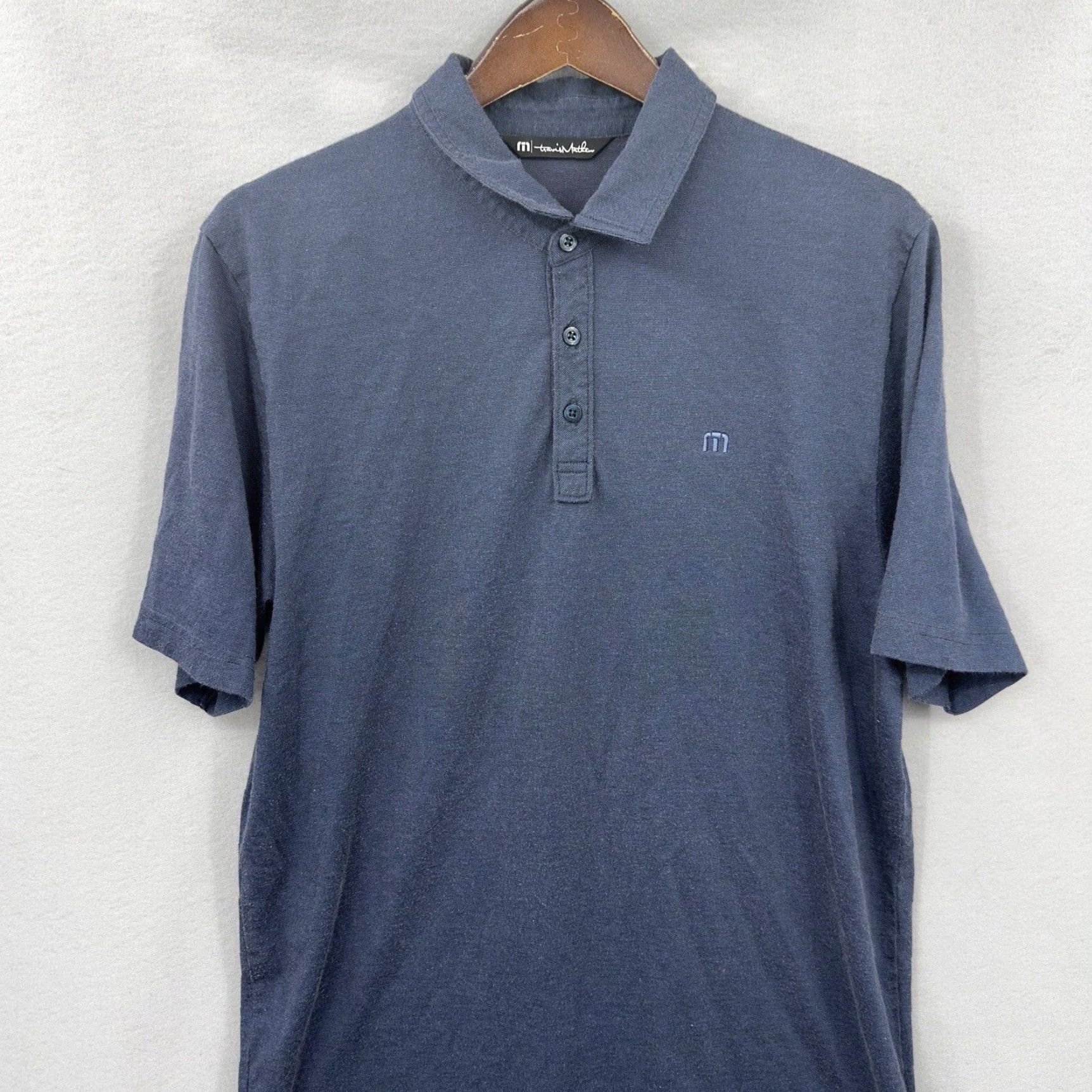 TravisMathew Travis Mathew Shirt Mens Large Blue Textured Striped Embroidered Logo Polo Golf Size US L / EU 52-54 / 3 - 4 Thumbnail