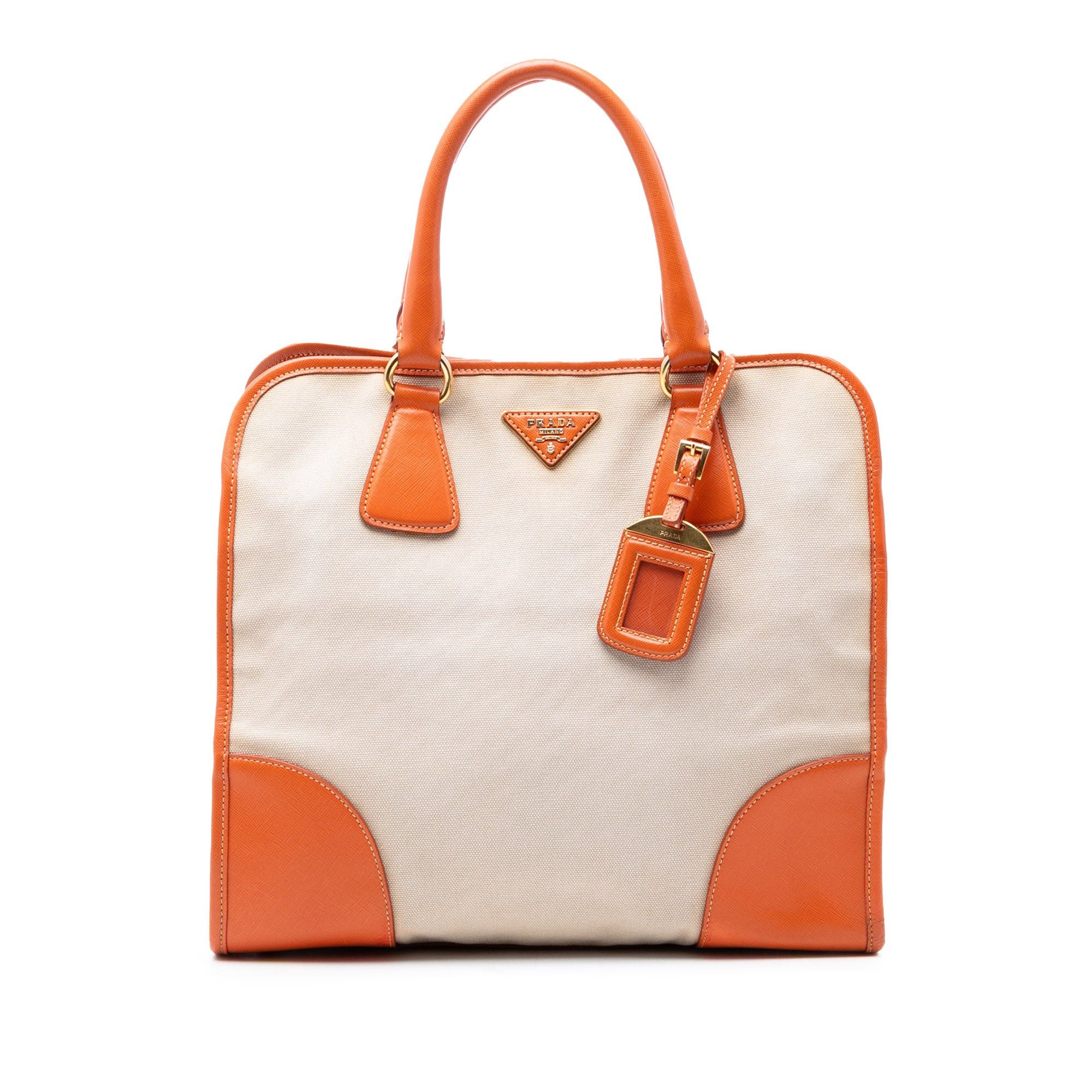 Prada Saffiano Trimmed Canvas Canapa Satchel Size ONE SIZE - 1 Thumbnail