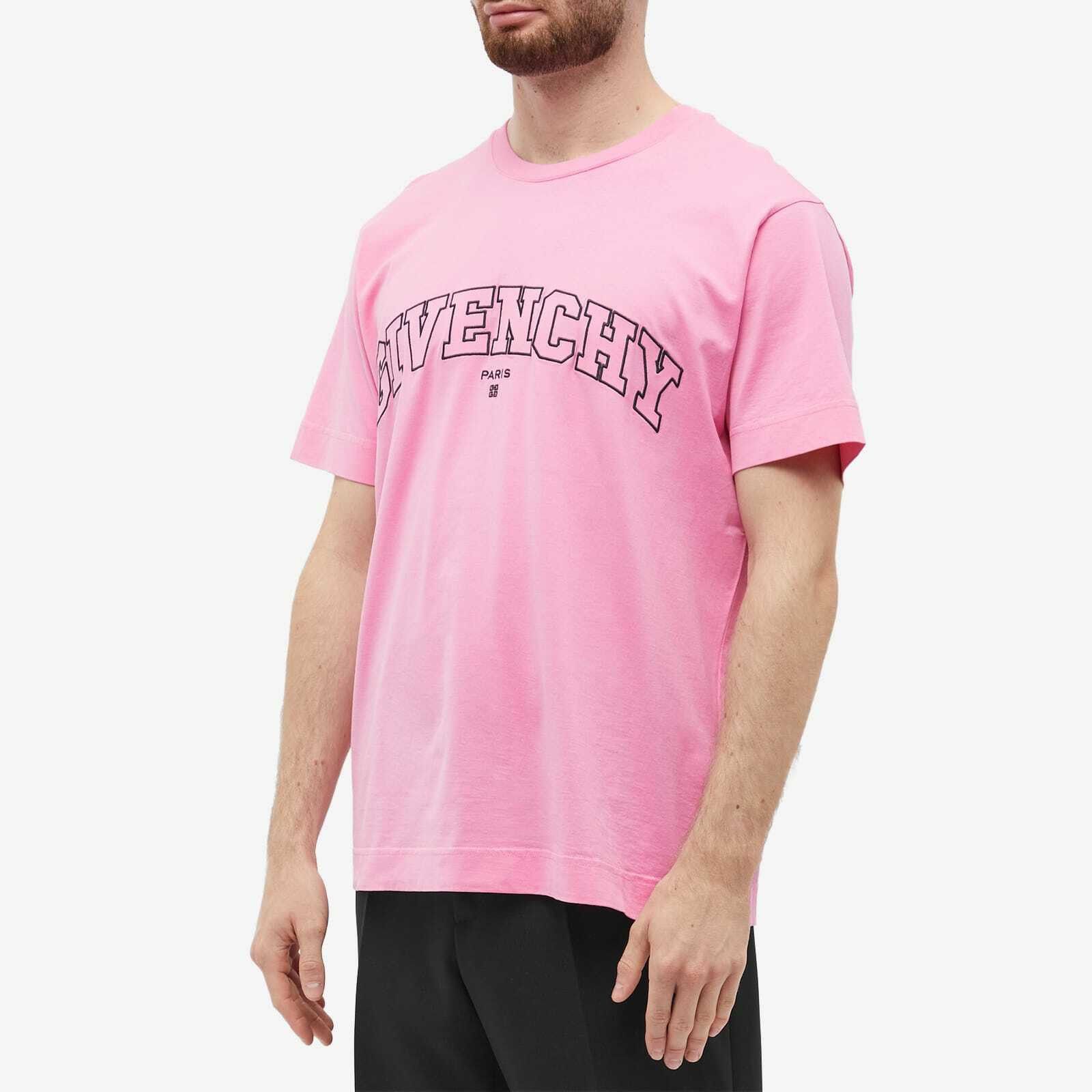 Givenchy Pink Embroidered College Logo Oversized T-Shirt Size US M / EU 48-50 / 2 - 2 Thumbnail