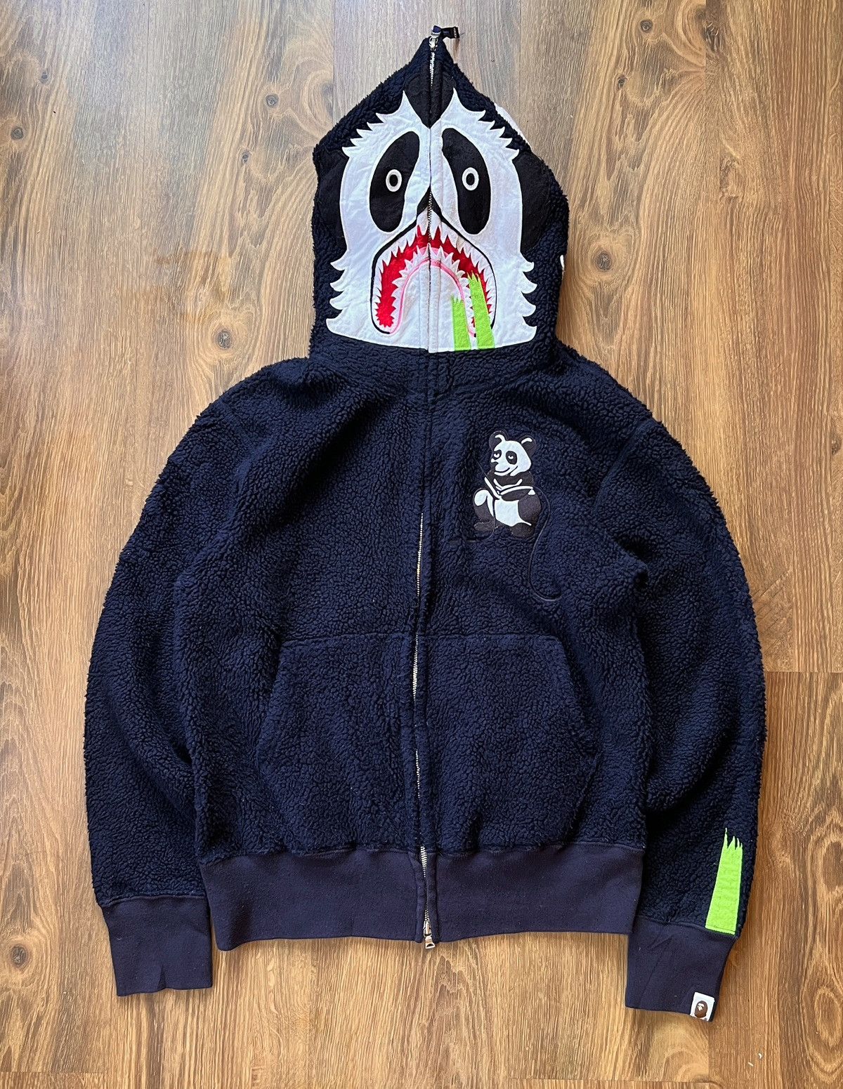 Bape Rare Bape Panda Fleece / Sherpa Zip Up Hoodie Size US S / EU 44-46 / 1 - 1 Thumbnail
