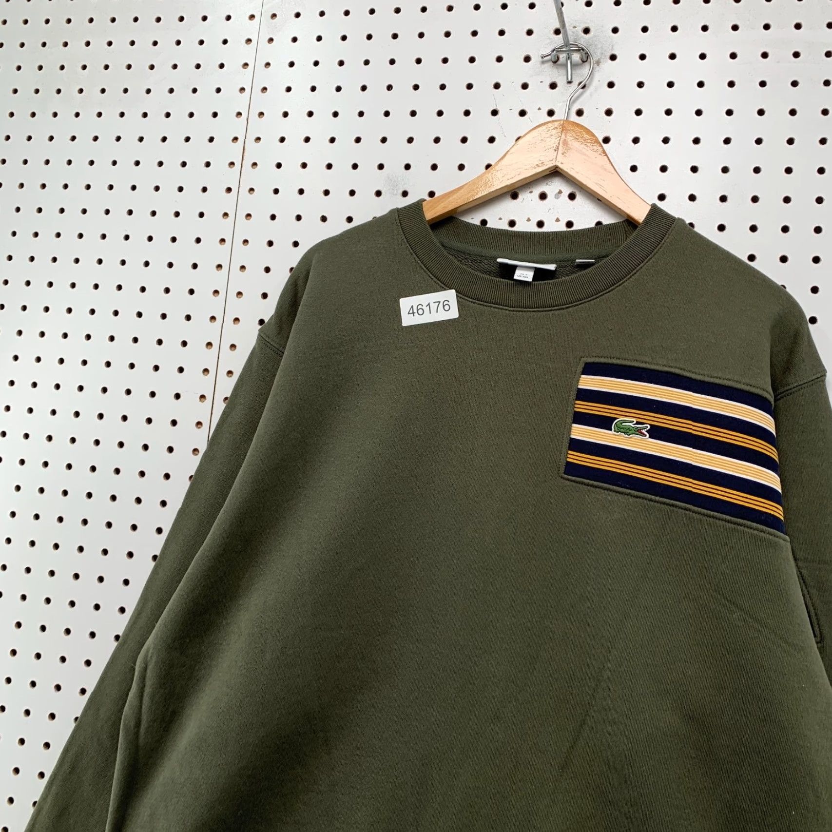 Lacoste Lacoste Sweatshirt Mens 2XL Olive Green Fleece Crewneck Pullover Striped Cotton Winter 2XL Mens Green Lacoste Sweatshirt Size US XXL / EU 58 / 5 - 6 Thumbnail