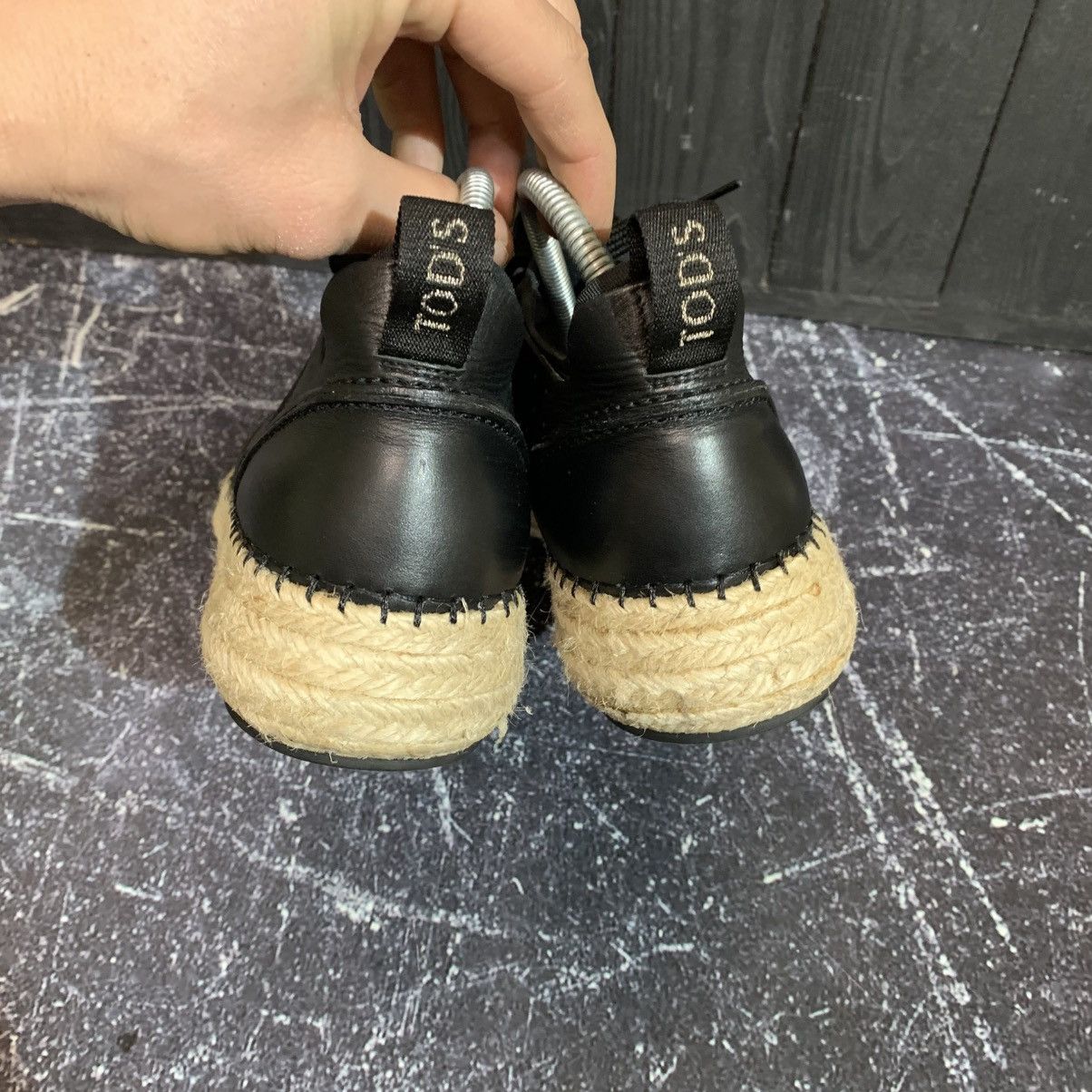 Tod's Tod’s Black Leather Sneakers With Rope Heel Size 36.5 Size US 6.5 / IT 36.5 - 7 Thumbnail