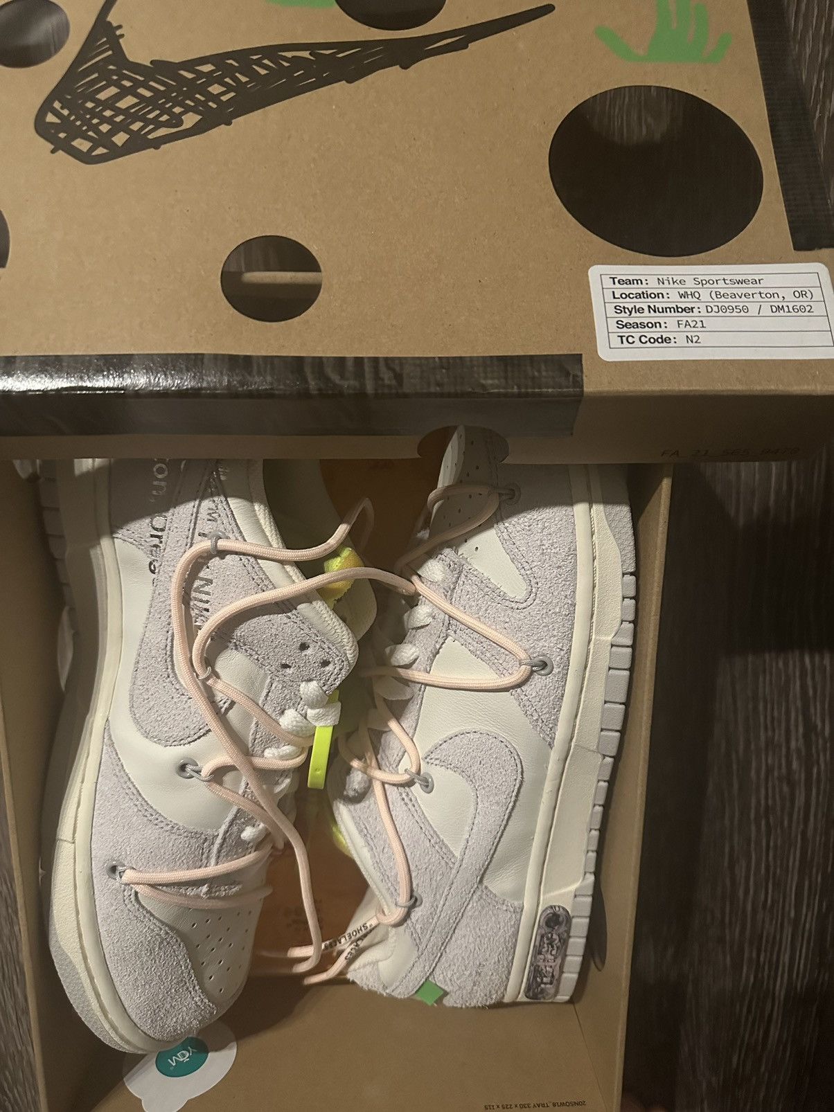 Nike × Off-White Nike Dunk Low Off-White Lot 12 of 50 Size US 11 / EU 44 - 7 Thumbnail
