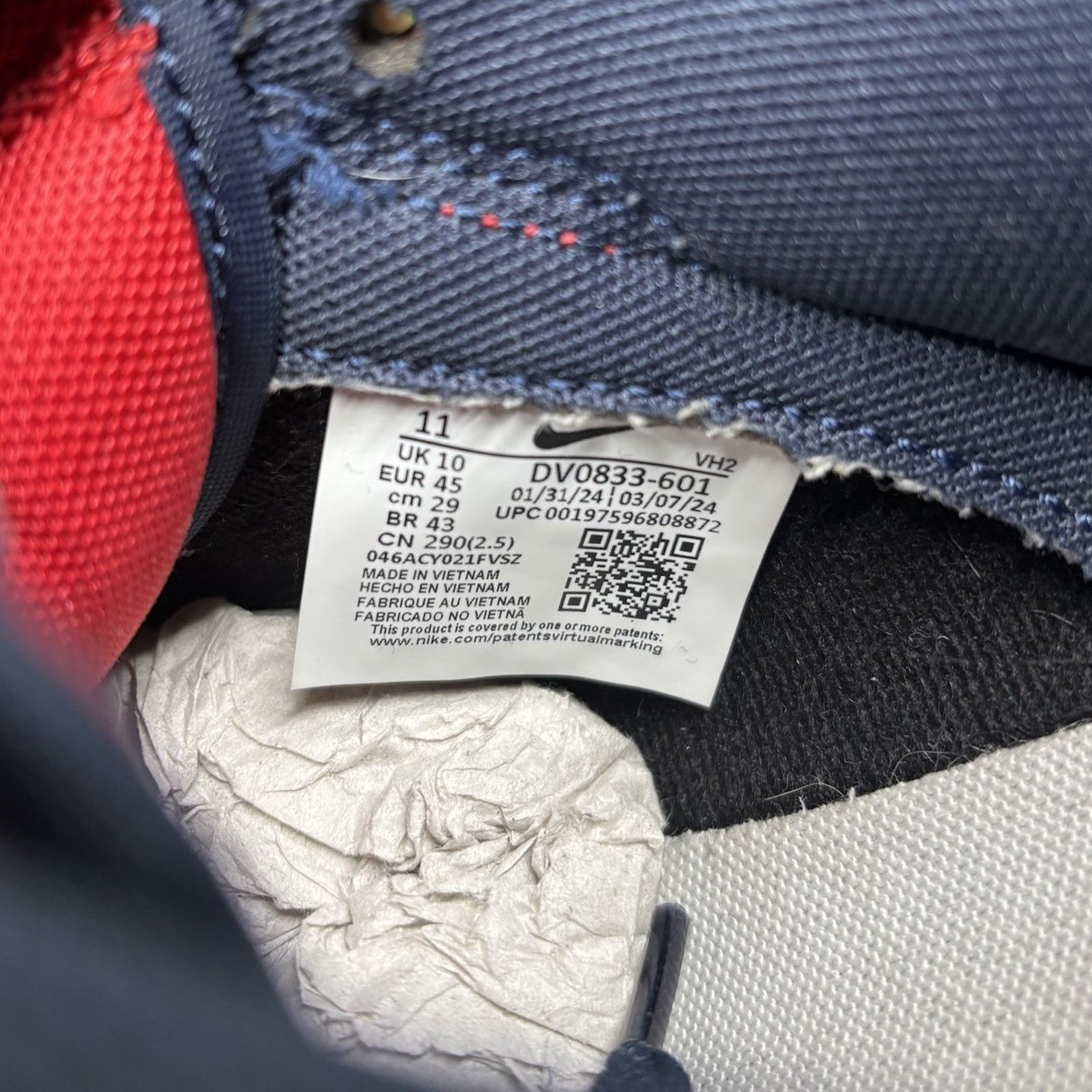 Nike Size 11 - Nike Dunk Retro 2024 Low Navy Red |GOOD CONDITION! Size US 11 / EU 44 - 12 Thumbnail