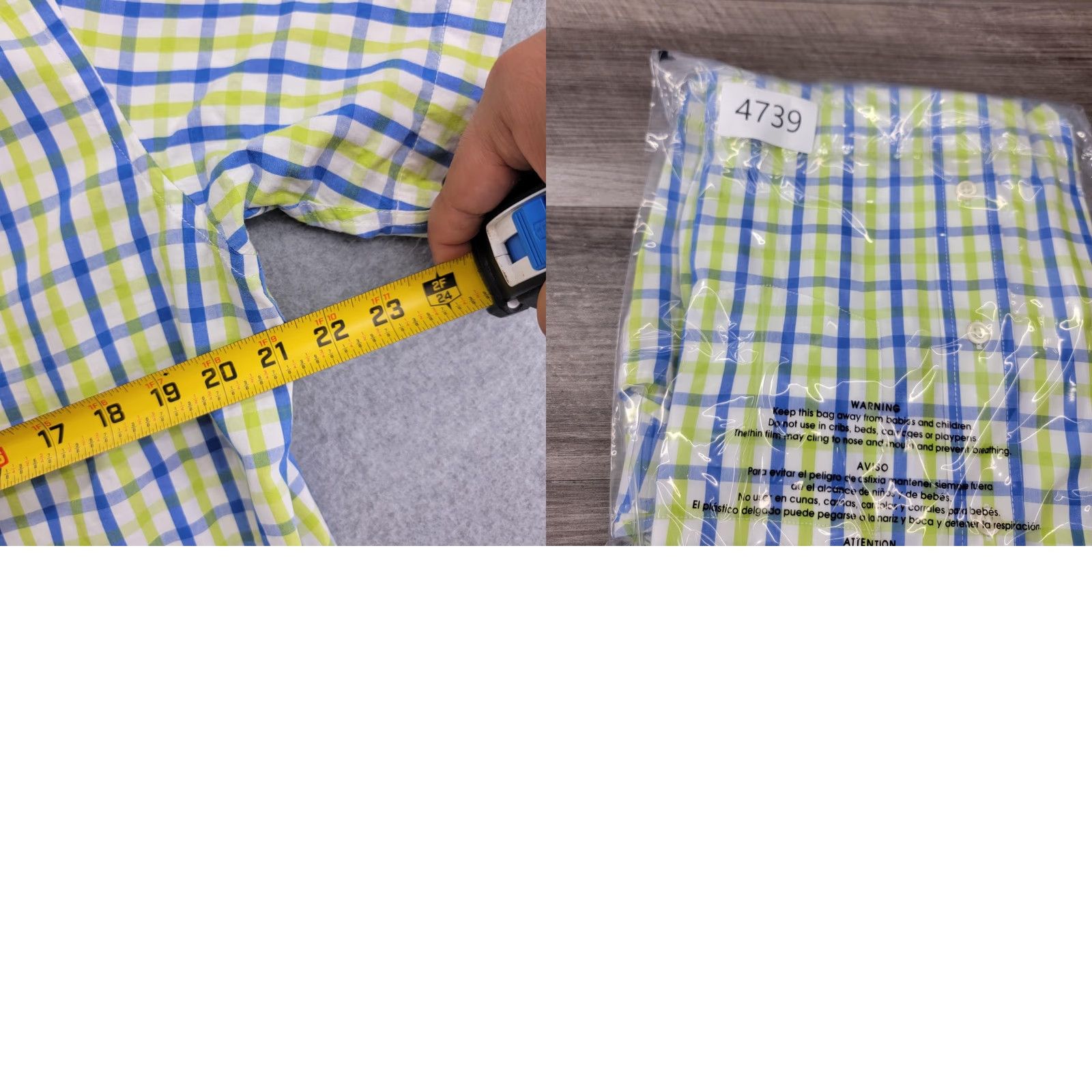 Izod IZOD Saltwater Shirt Mens XL Blue Green Plaid Short Sleeve Button-Down Collar Shirt Size US XL / EU 56 / 4 - 8 Thumbnail