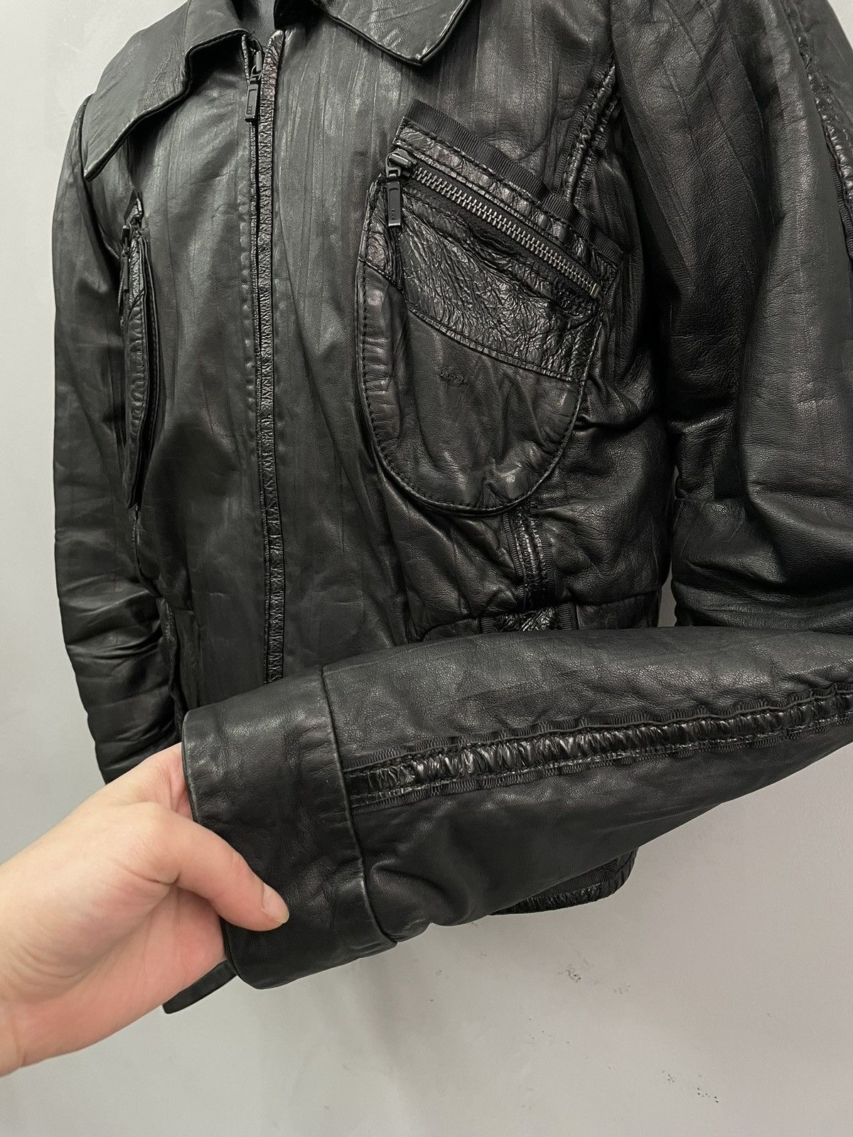 14th Addiction cropped with pockets Jacket Gothic leather Biker Avantgarde Size US S / EU 44-46 / 1 - 5 Thumbnail