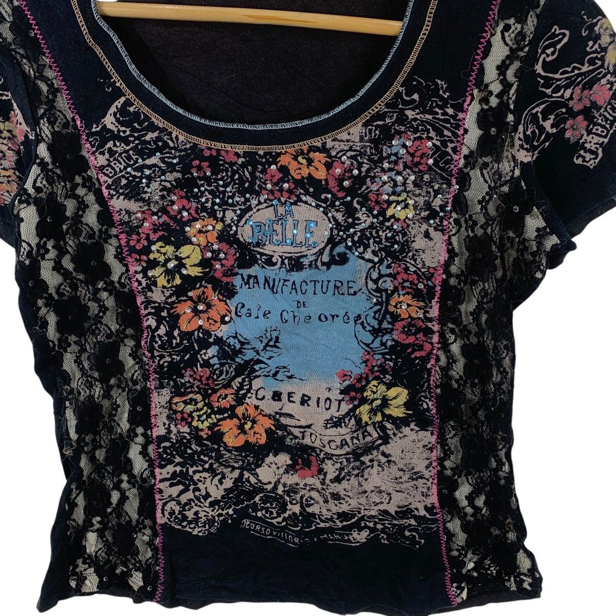 Vintage Vintage VANILLA SUGAR LA BELLE Rhinestone Bling Tee Shirt Size XXS / US 00 / IT 34 - 6 Thumbnail