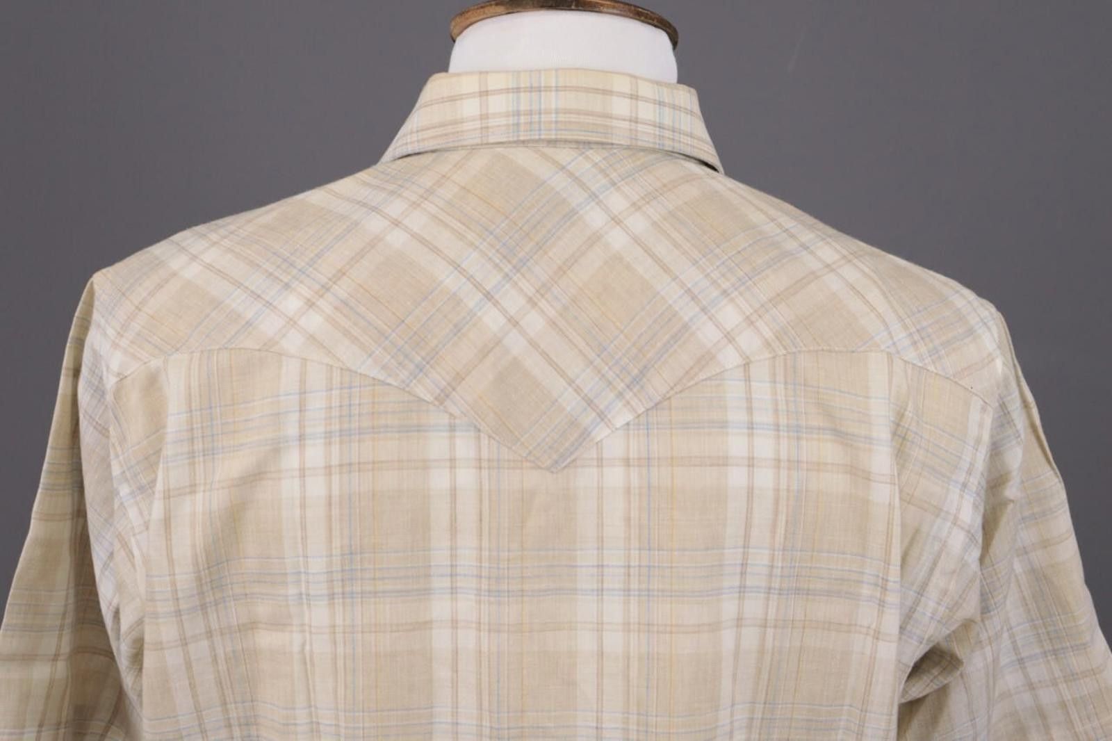 Wrangler Vintage Wrangler Beige Check Snap Western Shirt Size 17 Size US M / EU 48-50 / 2 - 12 Thumbnail