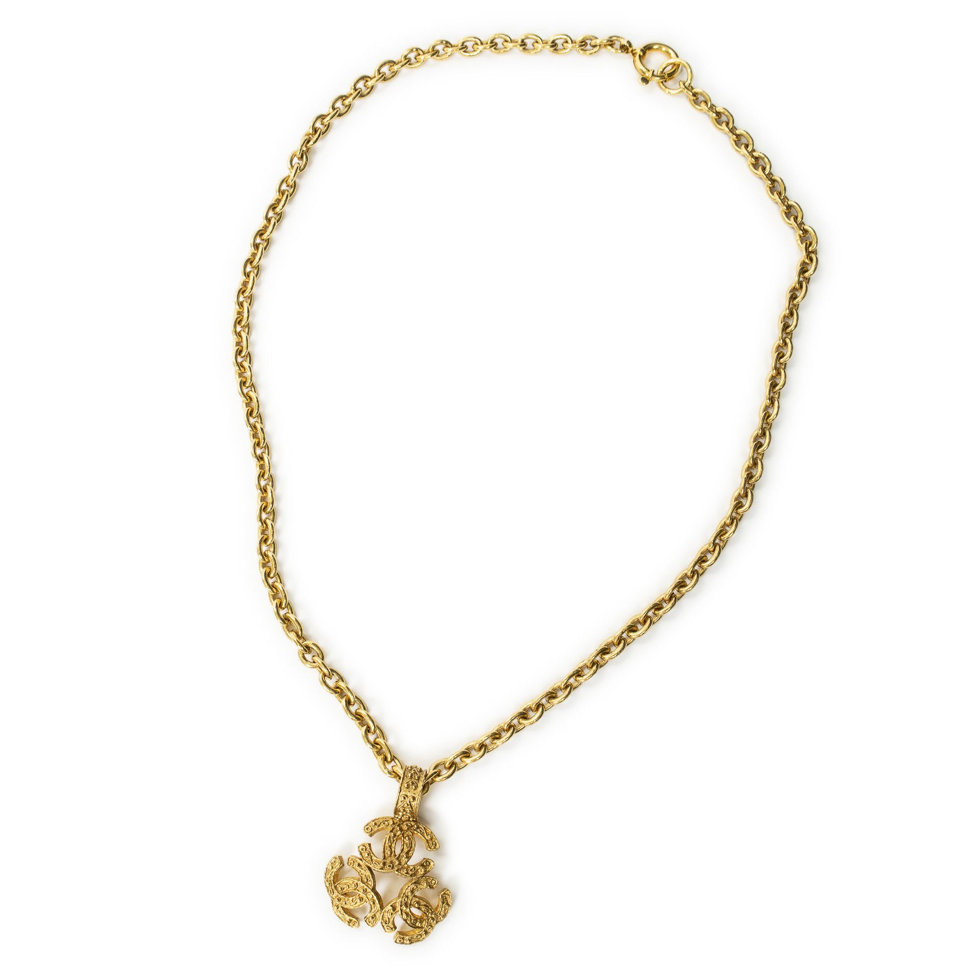 Chanel Vintage Triple CC Pendant Necklace Size ONE SIZE - 1 Thumbnail
