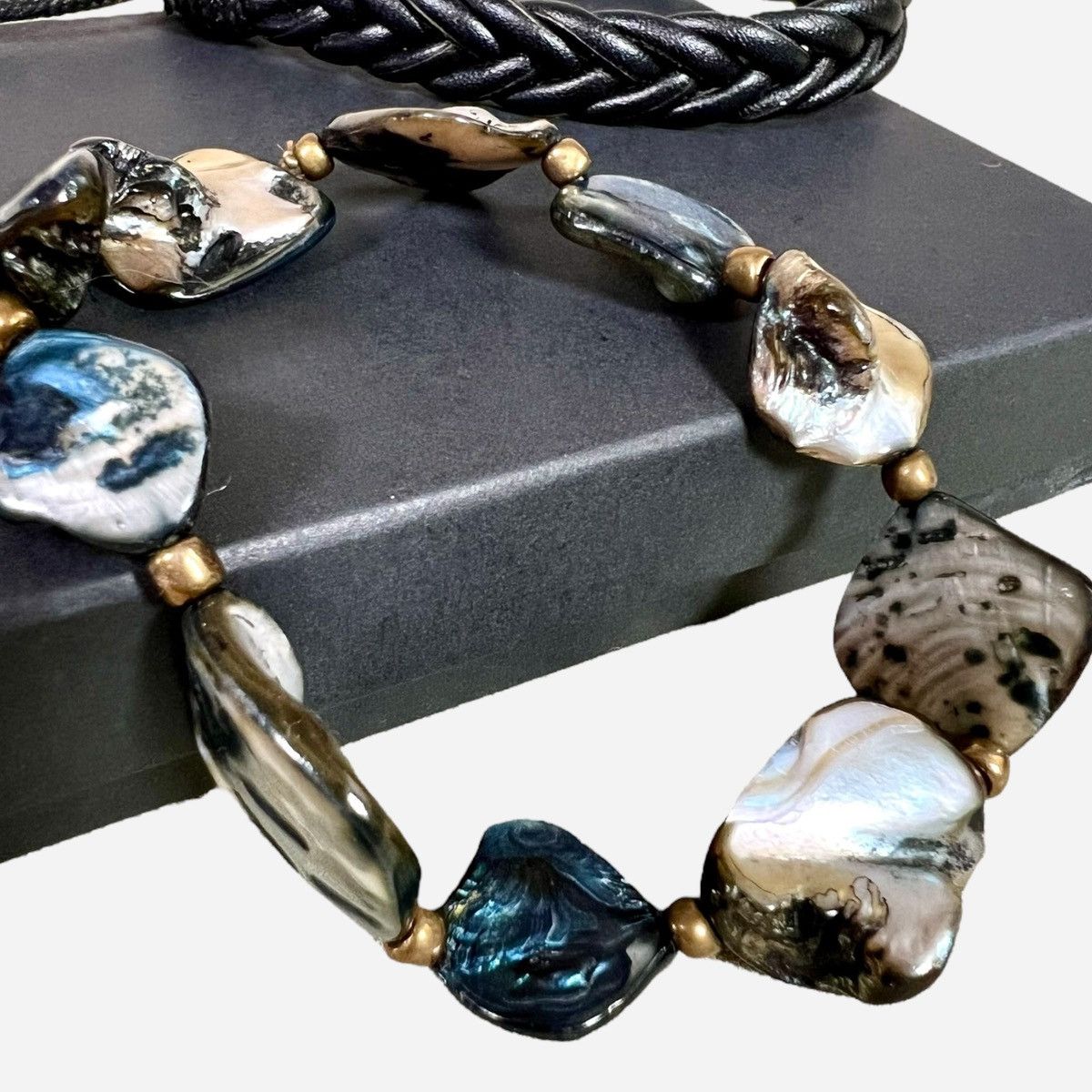 Handmade Two Bracelet Combo Leather Shell Unisex Adjustable Size Size ONE SIZE - 5 Thumbnail