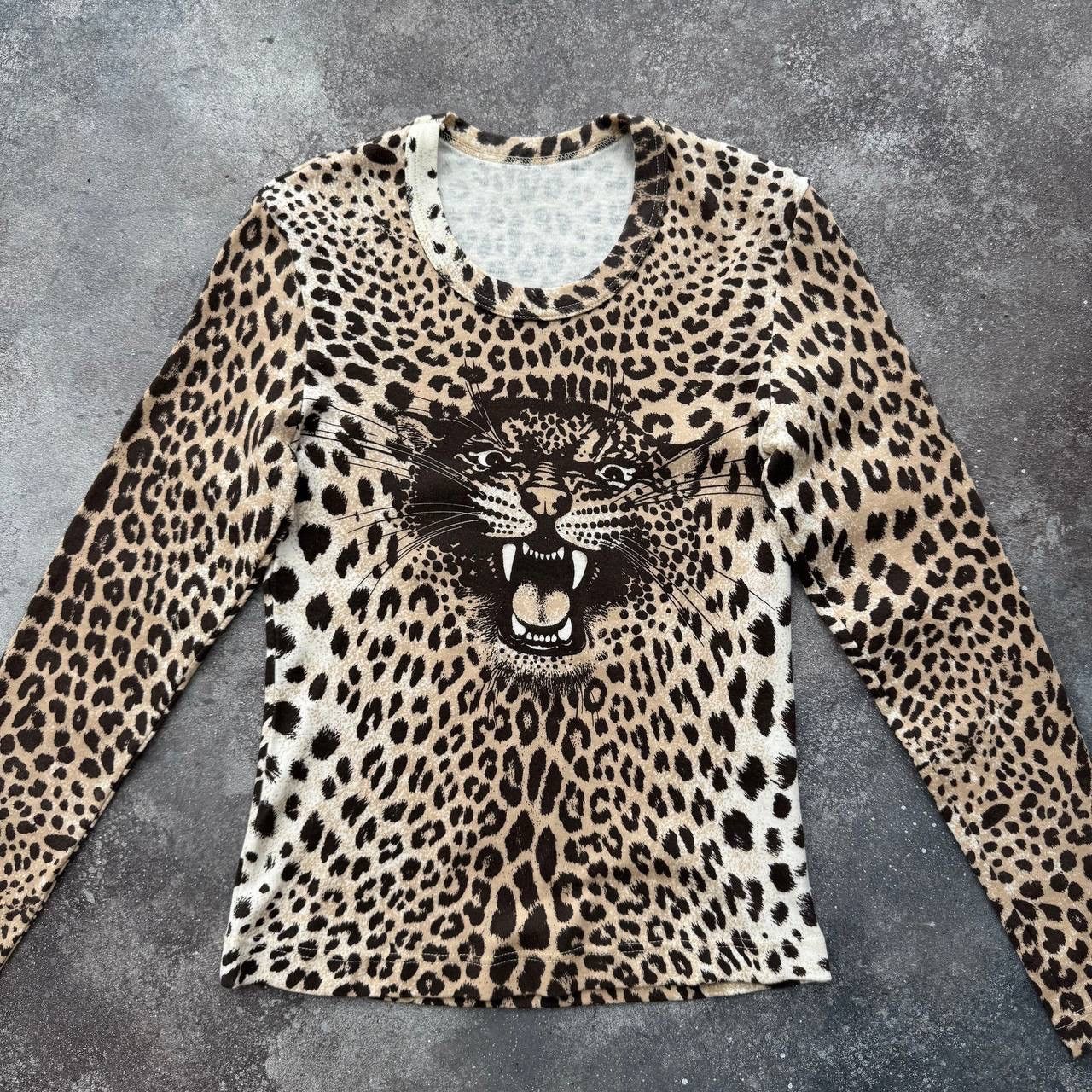 20471120 × Vintage Leopard Printed D&G Style Vintage Long Sleeve Top Size M / US 6-8 / IT 42-44 - 2 Thumbnail