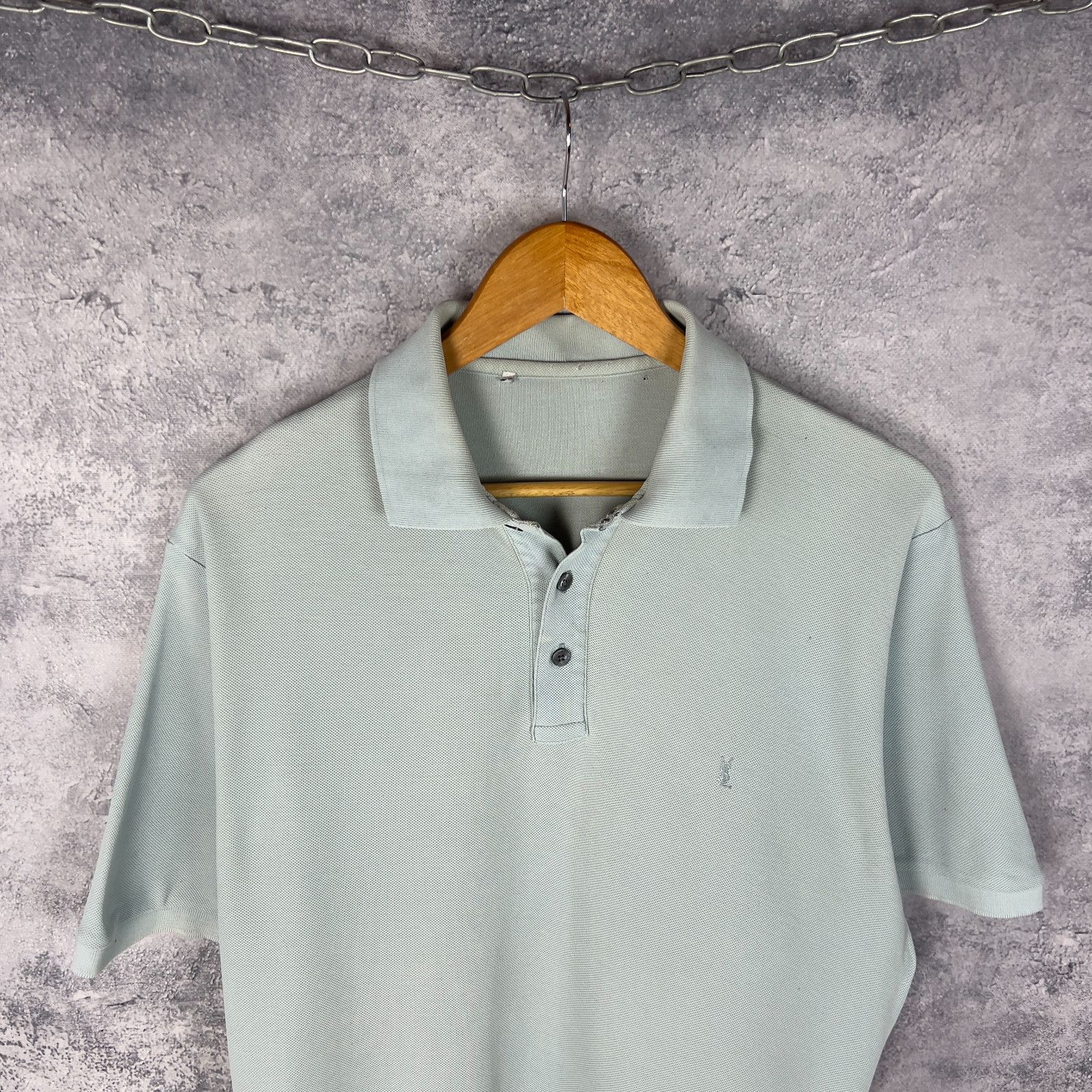 Yves Saint Laurent Yves Saint Laurent Polo Shirt Men's Size M-L Blue Cotton ` Size US L / EU 52-54 / 3 - 2 Thumbnail
